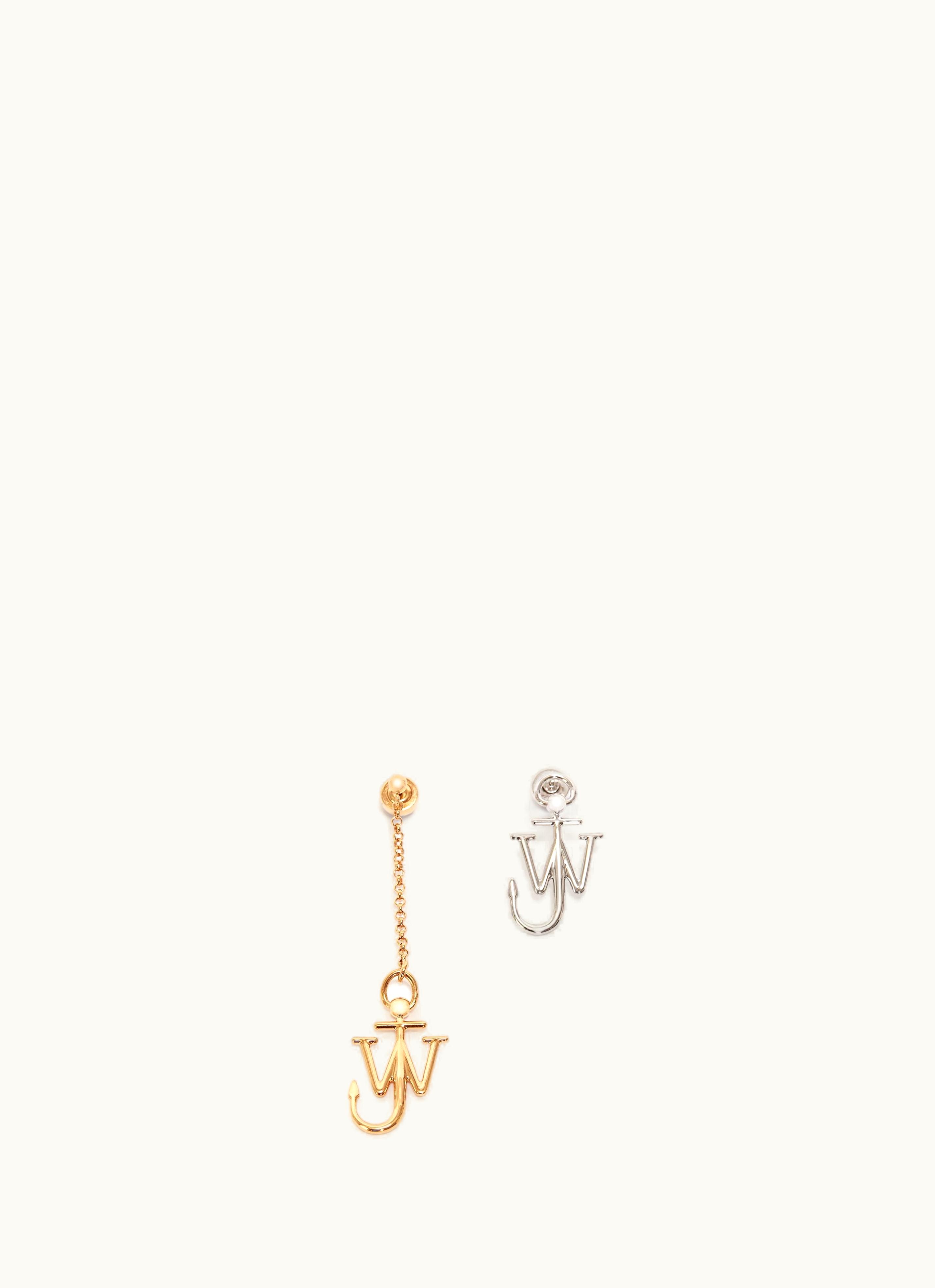 JW Anderson JW Anderson Drop Chain Earrings With JWA Anchor Charm In Gold
