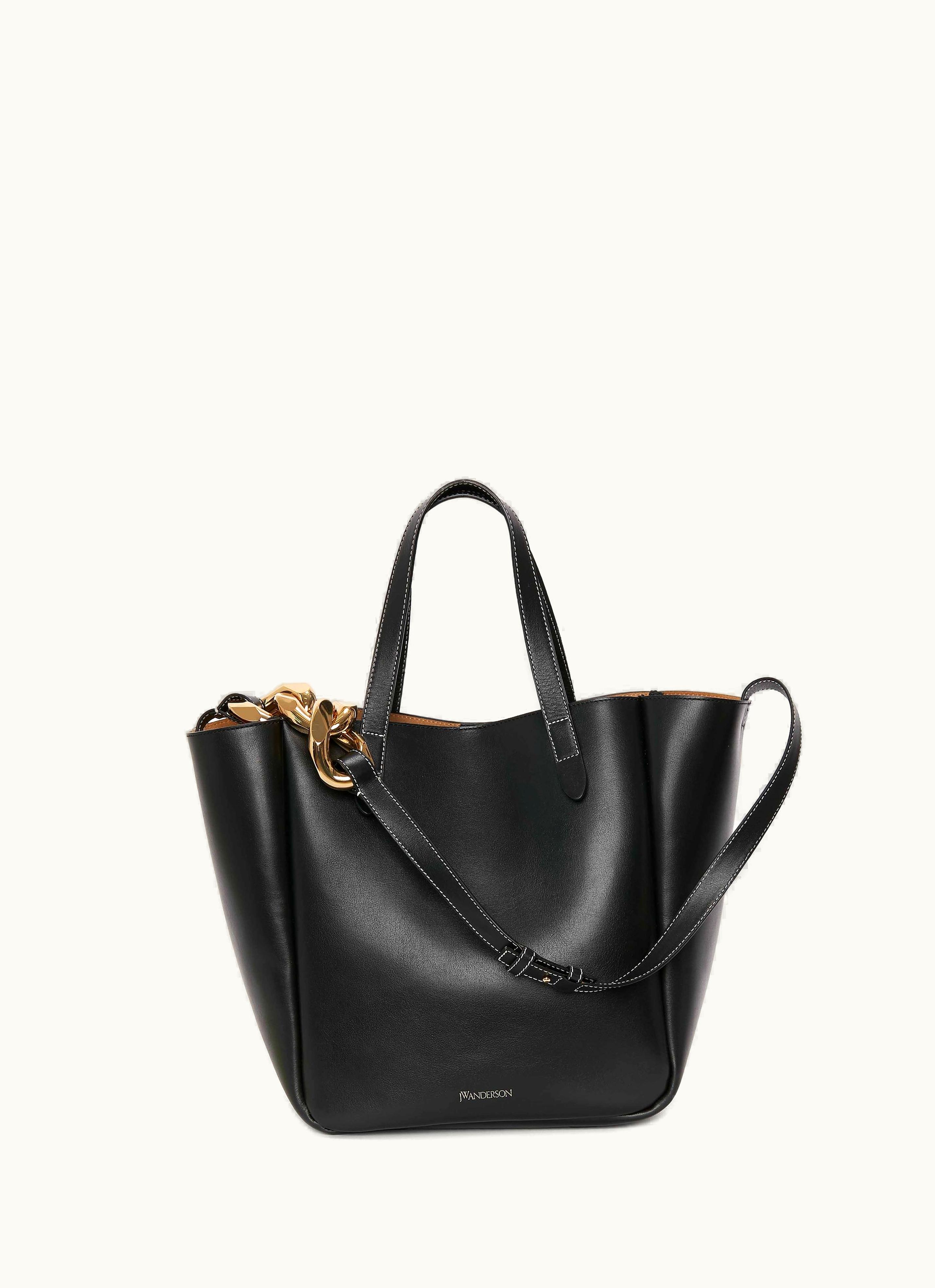 JW Anderson JW Anderson Small Chain Leather Cabas Bag In Black