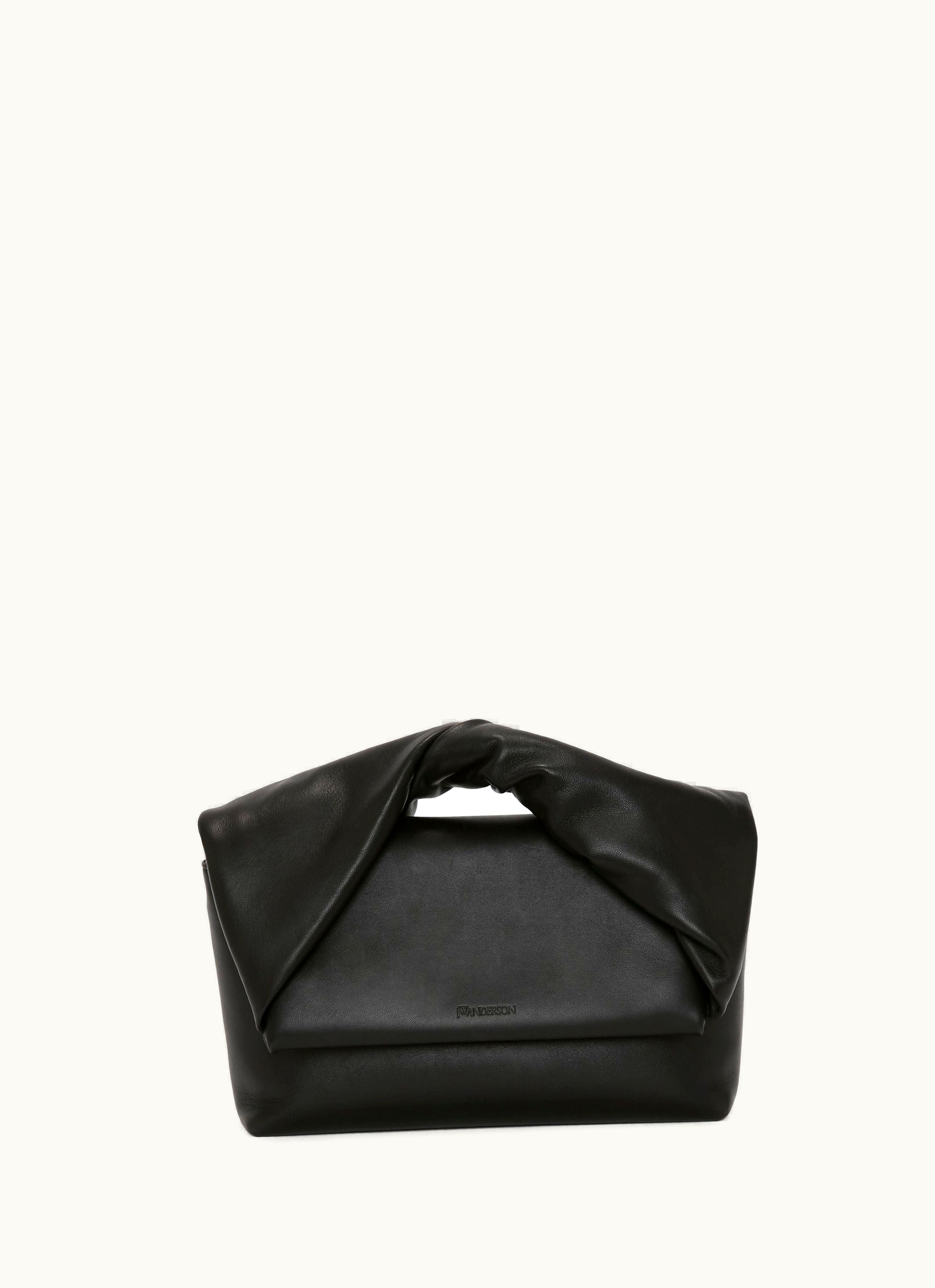 JW Anderson JW Anderson Twister Twist Large Leather Top Handle Bag In Black