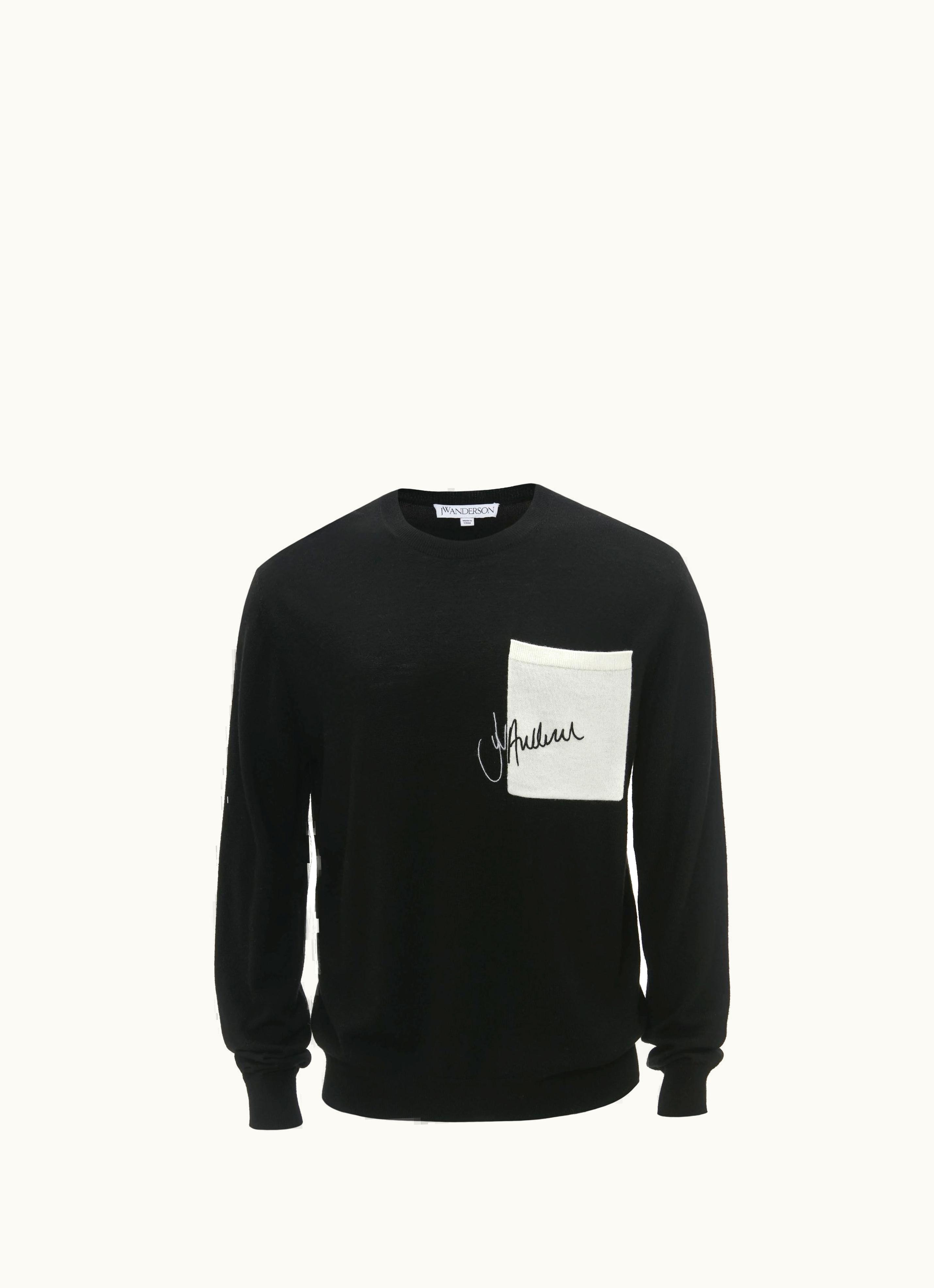 JW Anderson JW Anderson Signature Pocket Crewneck Jumper In Black