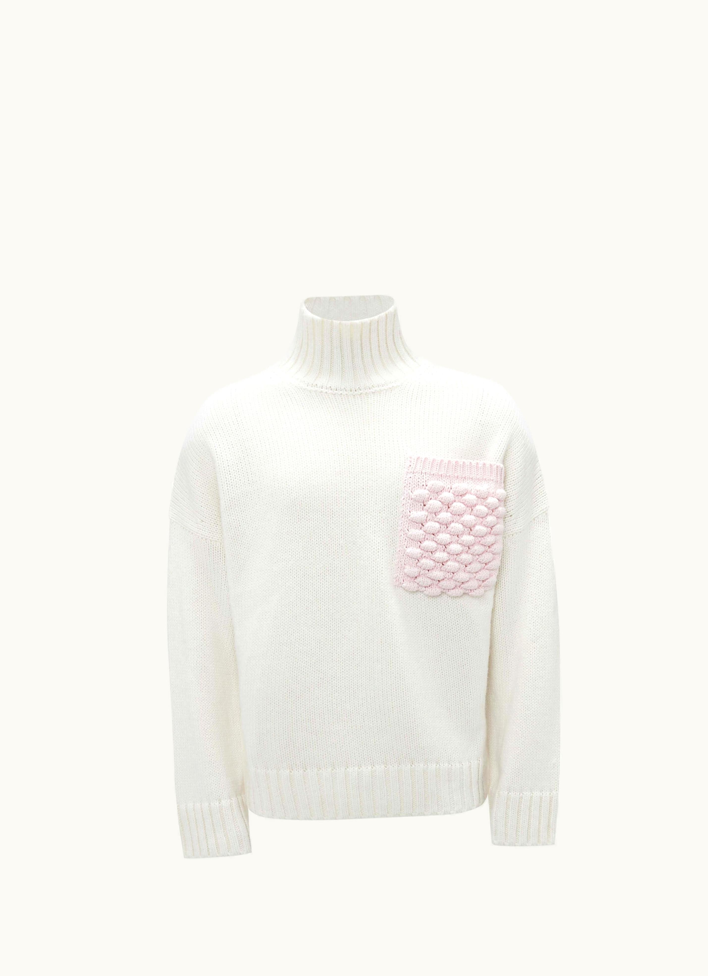 JW Anderson JW Anderson Anchor Logo Oversized Funnel Neck Sweater In White