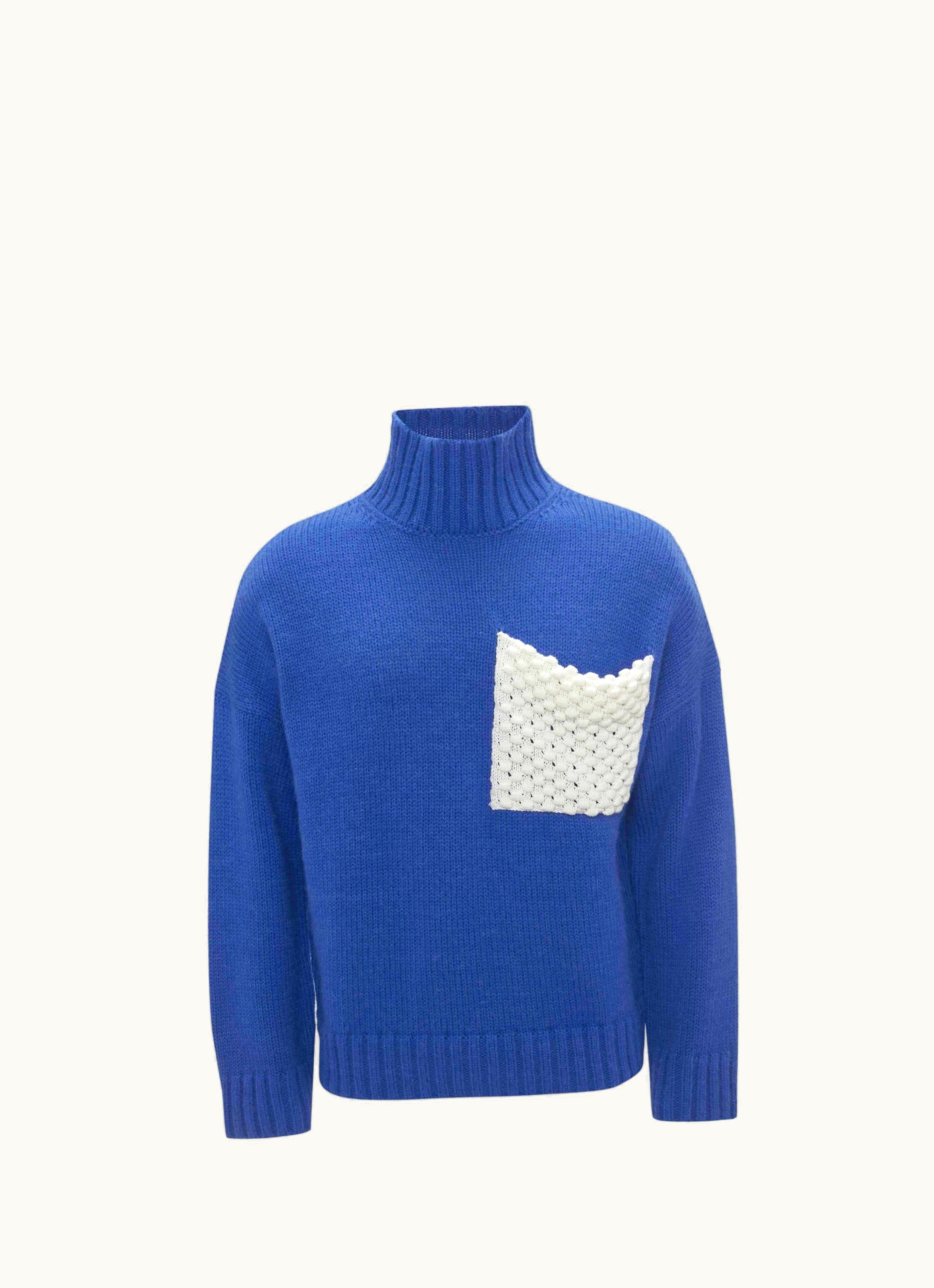 JW Anderson JW Anderson Popcorn Patch Pocket Turtleneck Jumper In Blue
