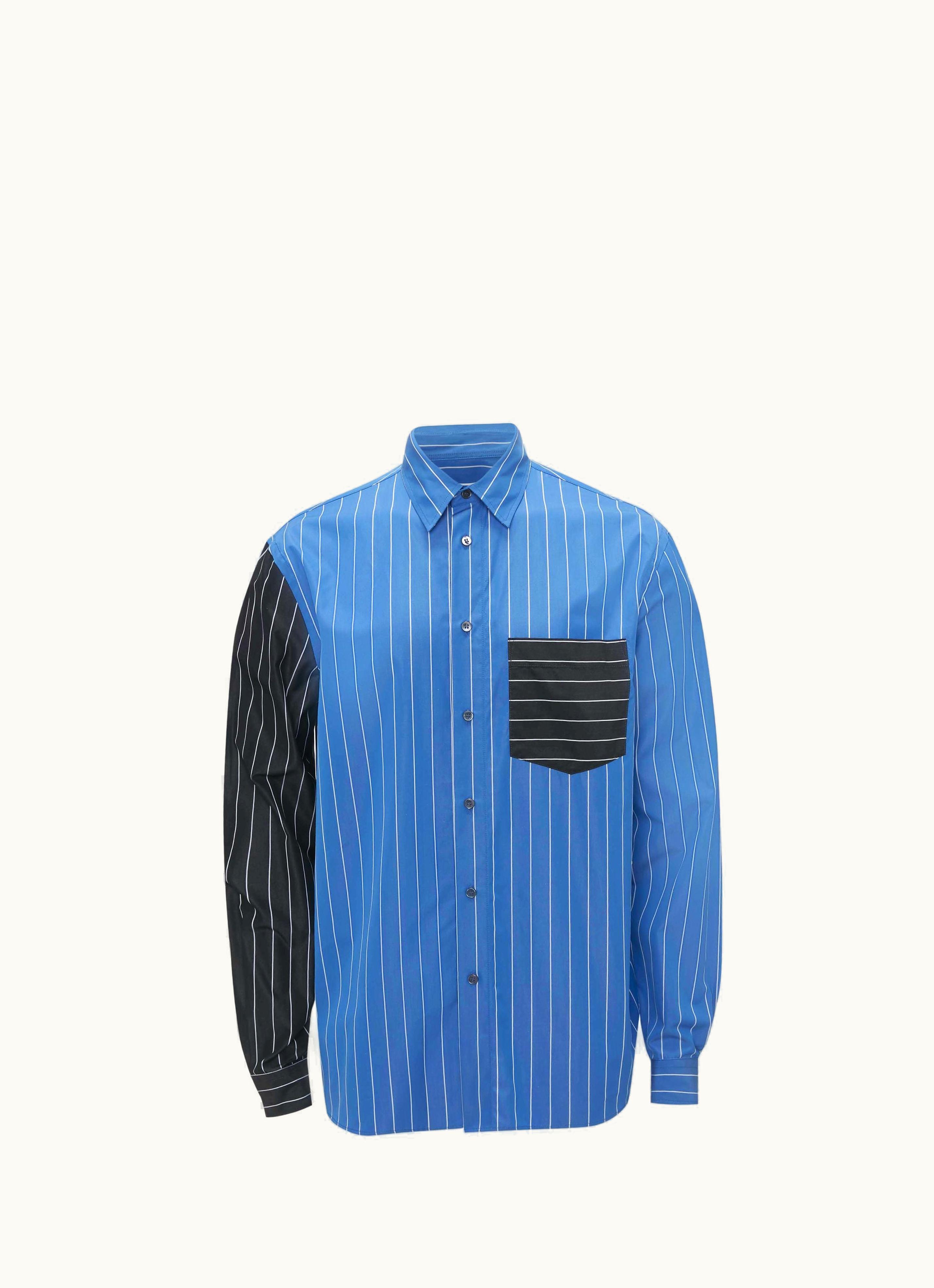 JW Anderson JW Anderson Patchwork Stripe Block Classic Fit Shirt In Blue Black