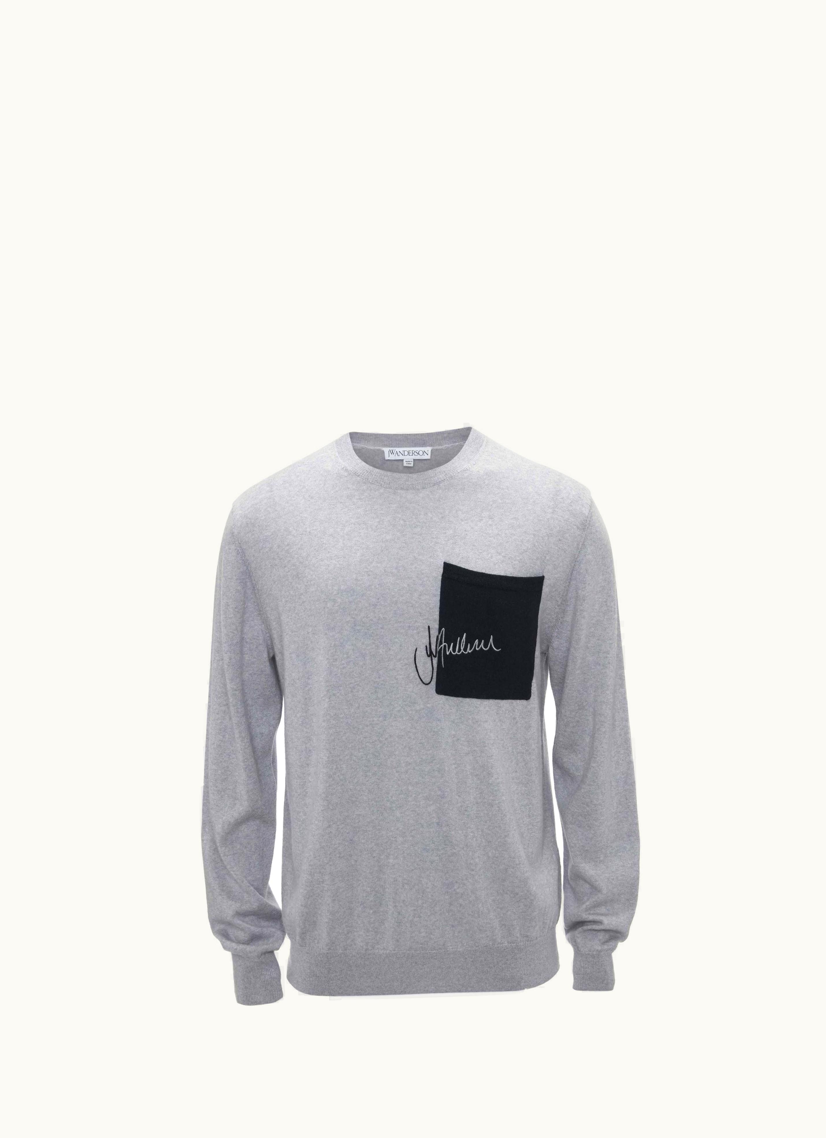 JW Anderson JW Anderson Signature Pocket Crewneck Jumper In Grey