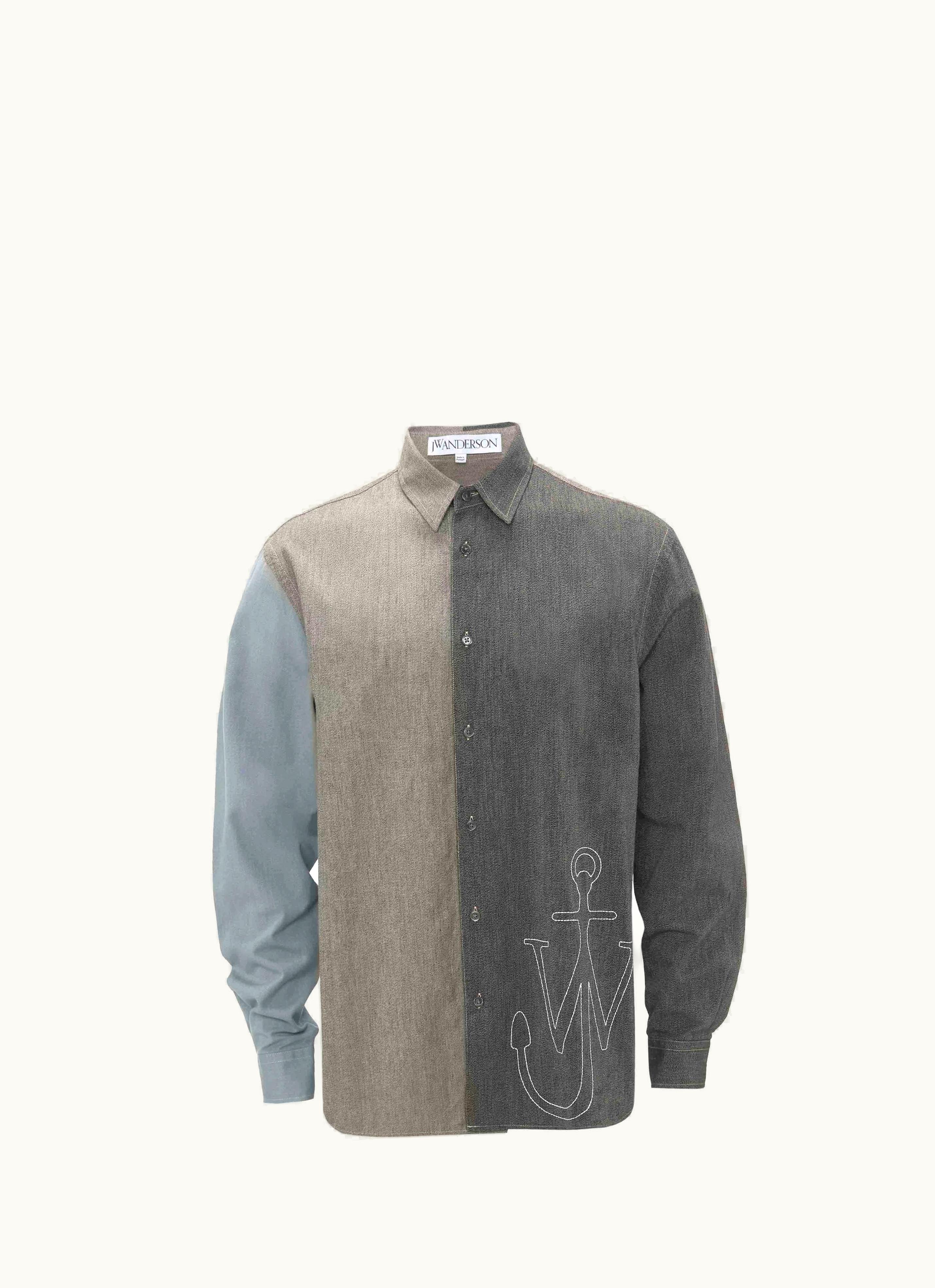 JW Anderson JW Anderson Classic Fit Patchwork Shirt In Grey
