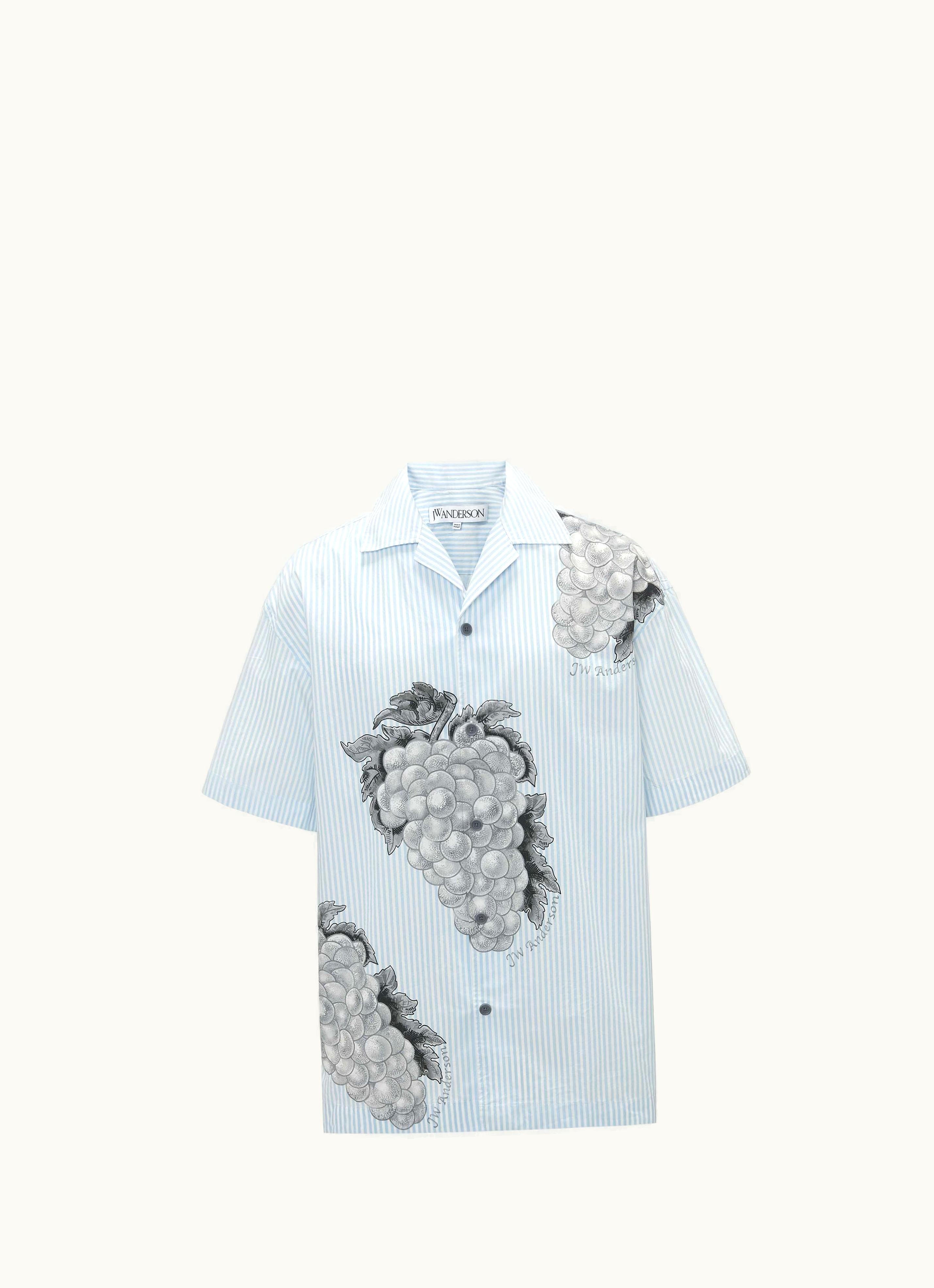 JW Anderson JW Anderson Short Sleeve Shirt With Grape Motif In Light Blue
