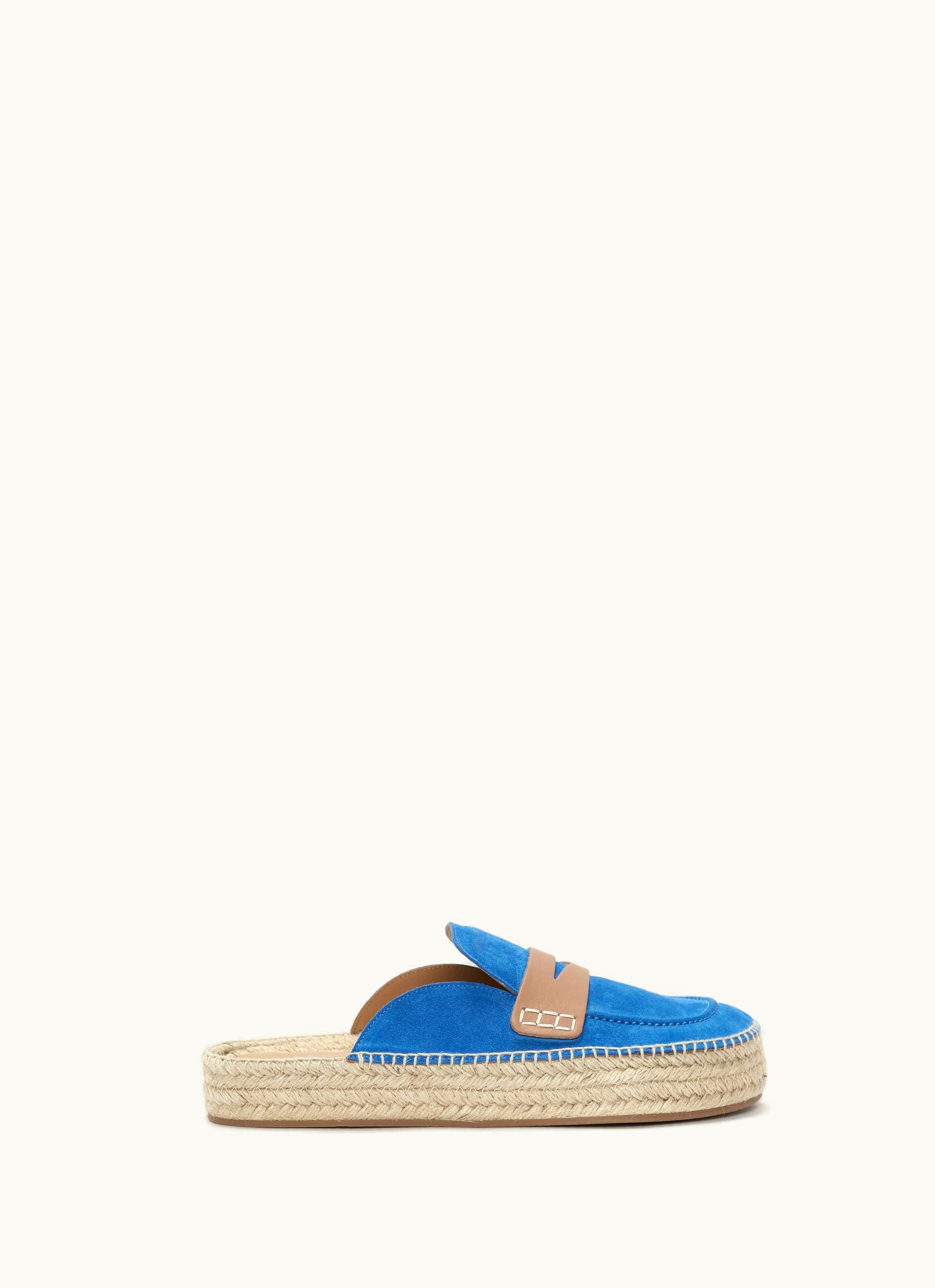 JW Anderson JW Anderson Leather Espadrille Loafer Mules In Blue