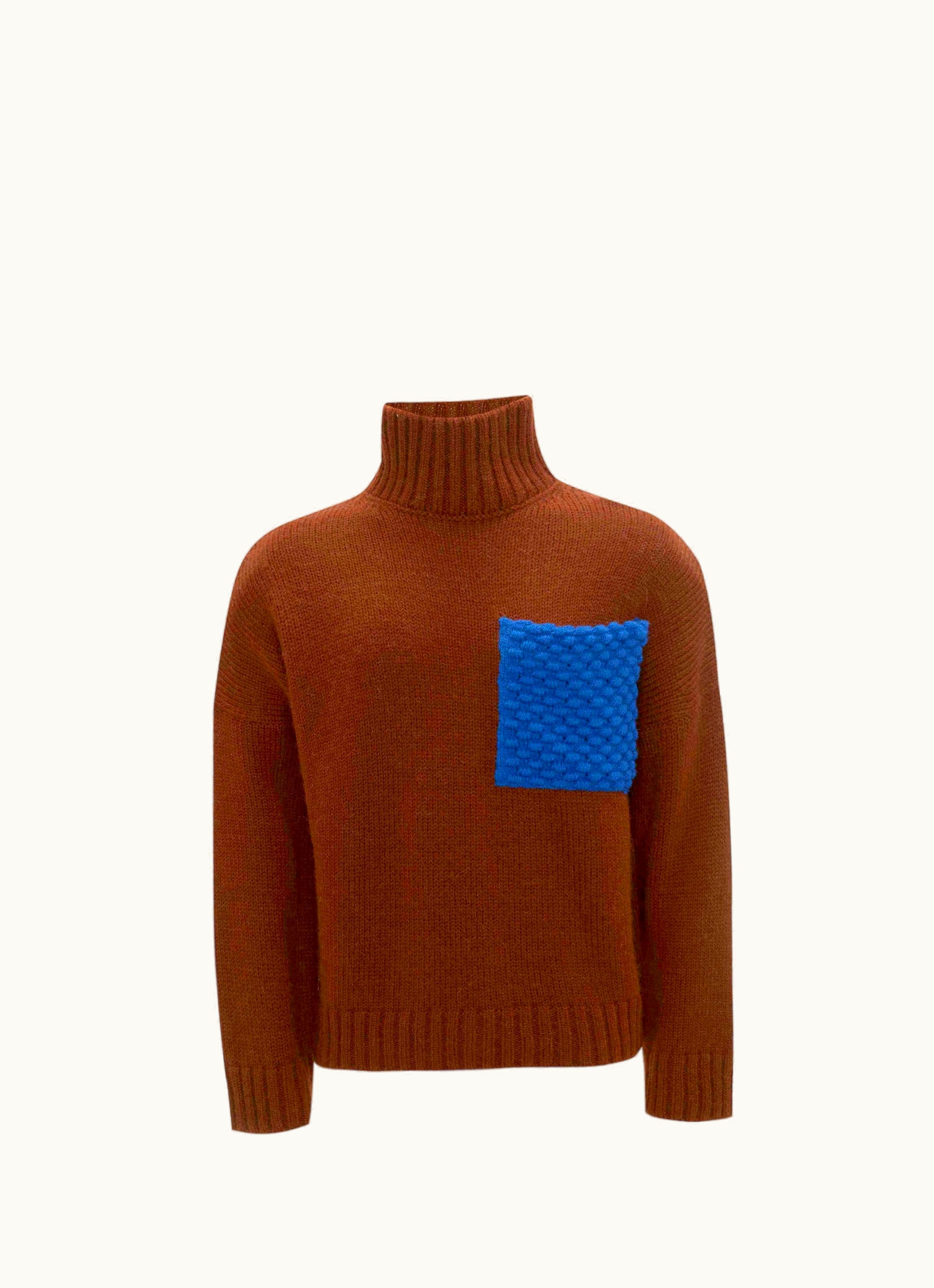JW Anderson JW Anderson Popcorn Patch Pocket Turtleneck Jumper In Brown