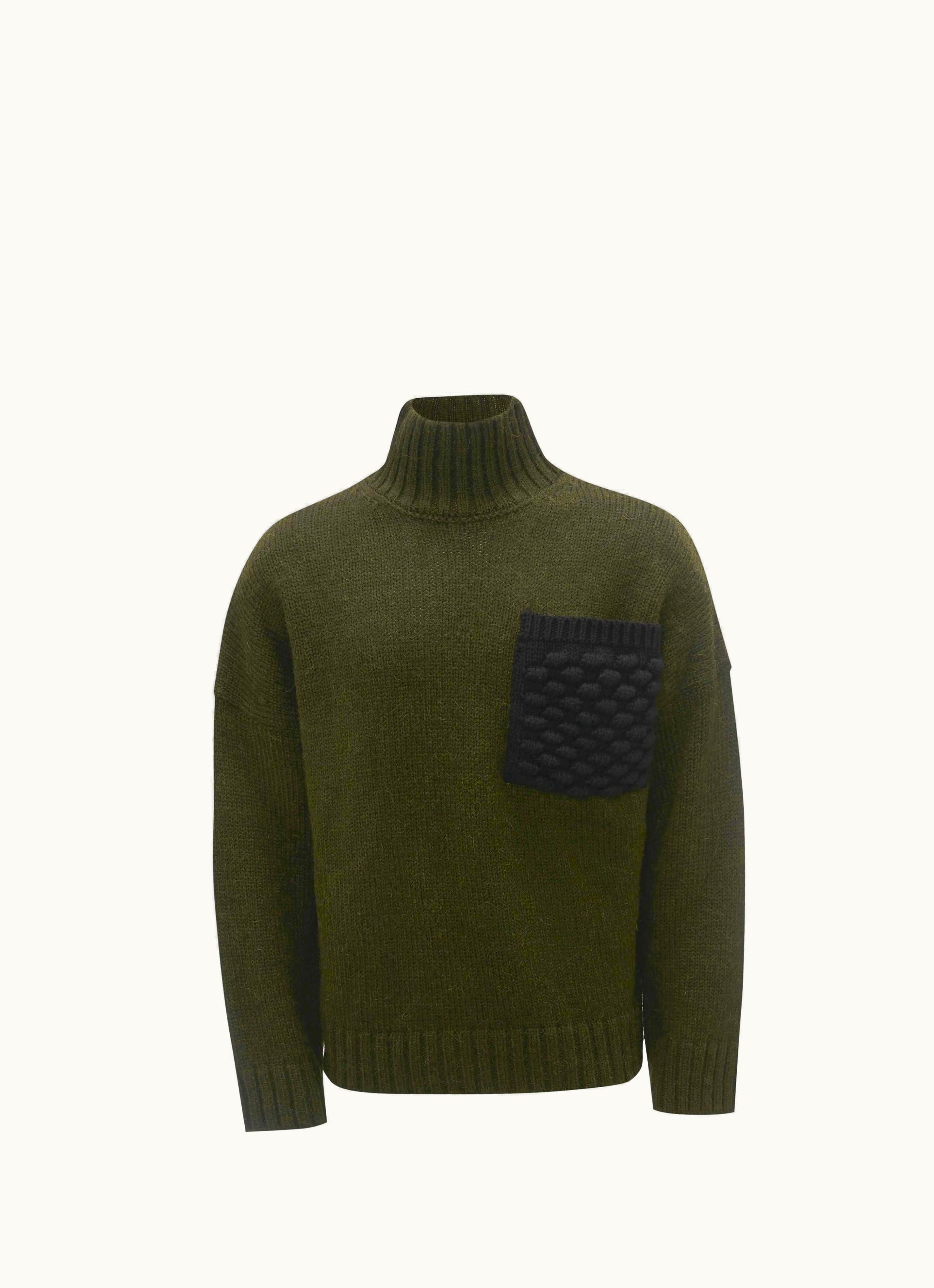 JW Anderson JW Anderson Anchor Patch Oversized Turtleneck Jumper Green