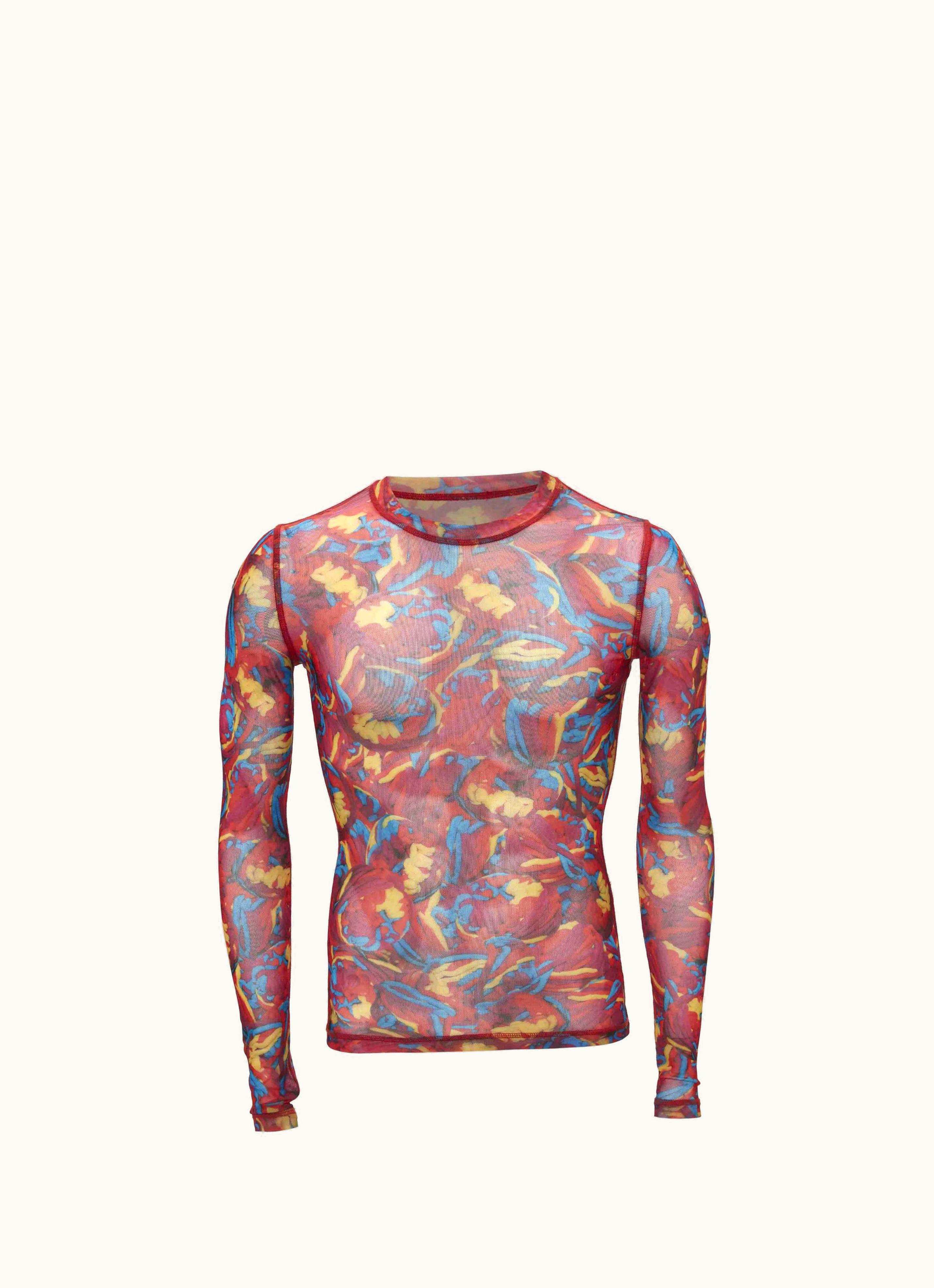 JW Anderson JW Anderson Yarn Ball Print Mesh Top In Multi-Colored
