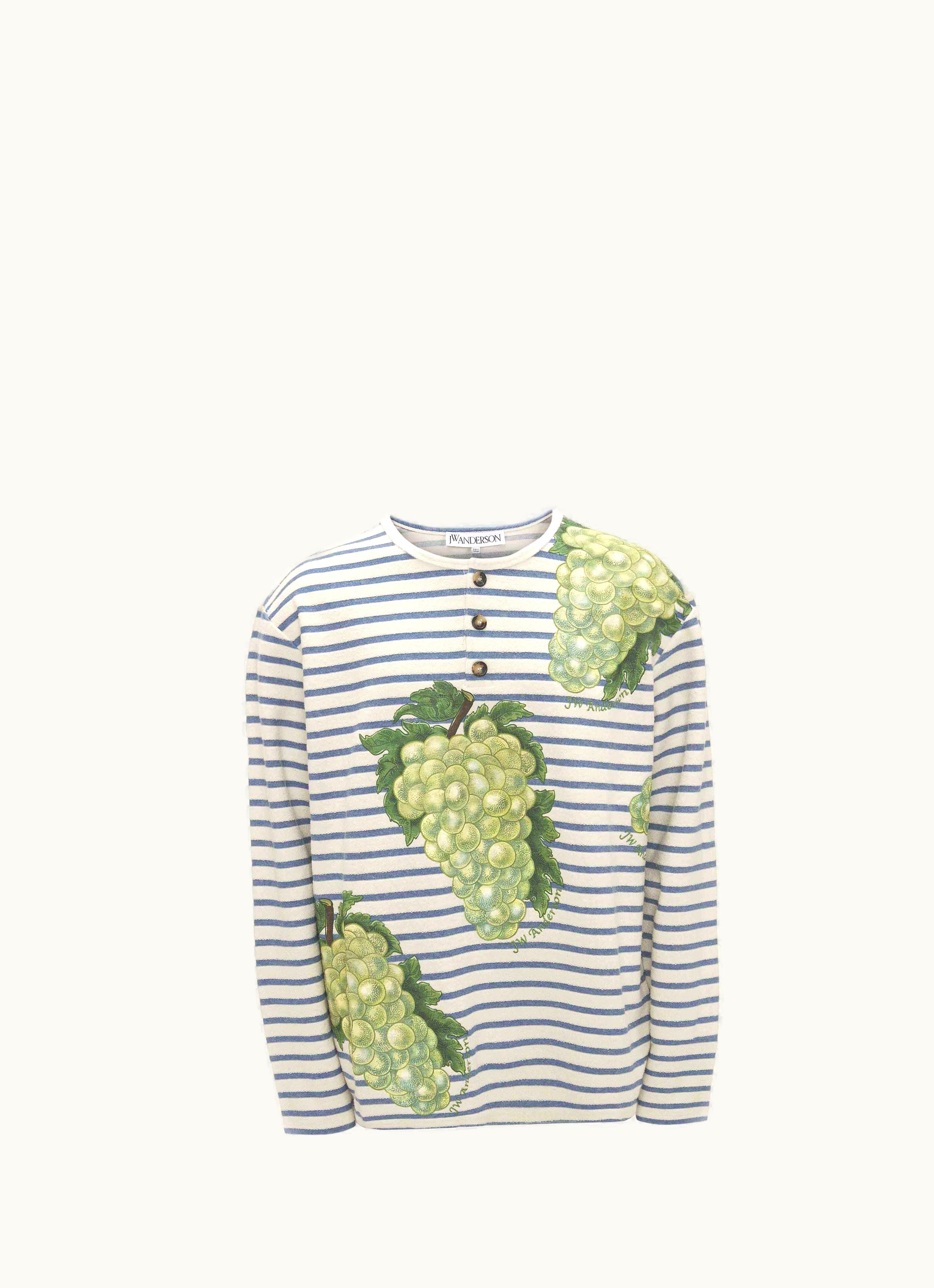 JW Anderson JW Anderson Henley Top With Grape Motif In Neutrals