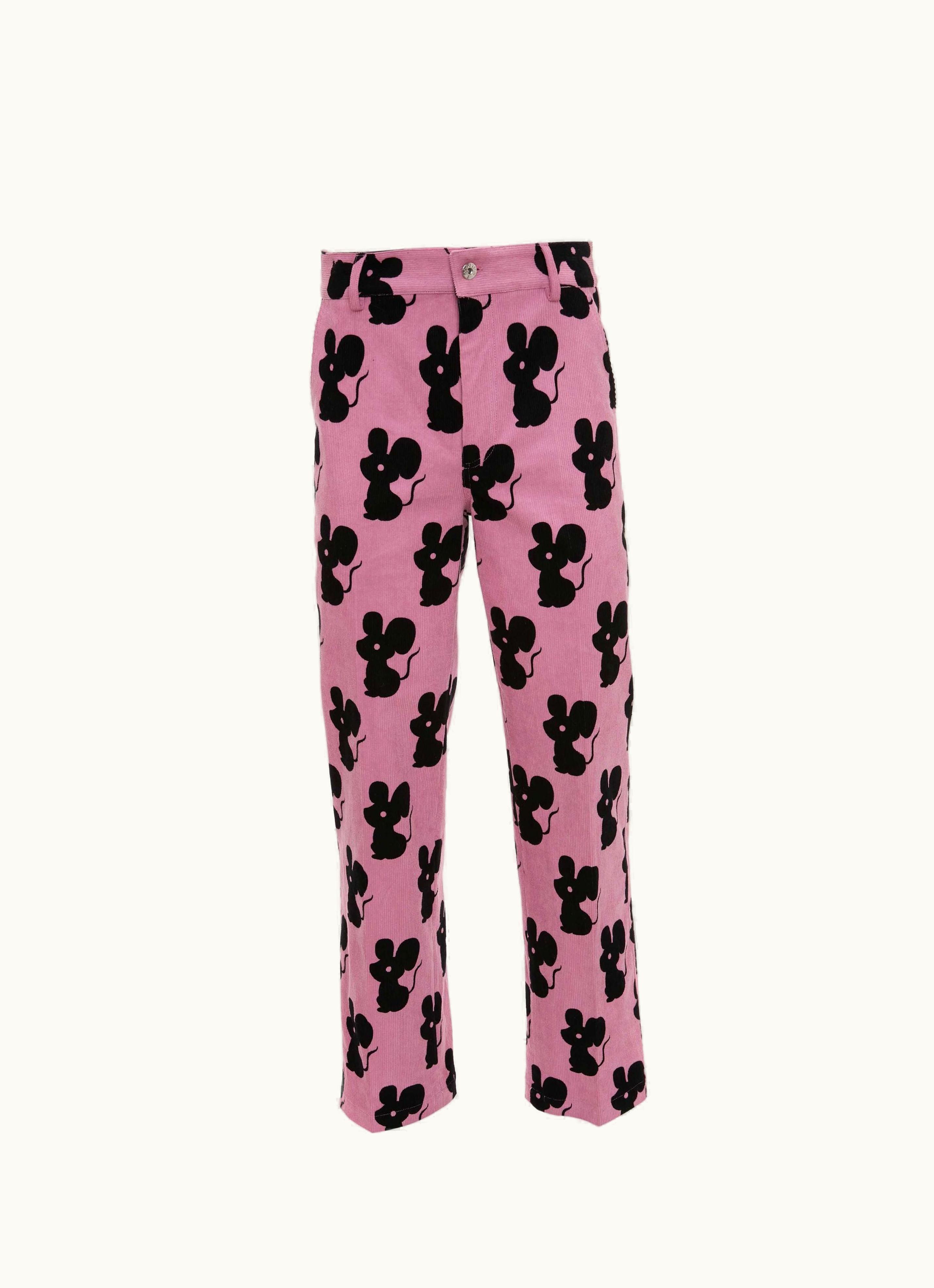 JW Anderson JW Anderson All Over Mouse Straight Leg Corduroy Trousers In Pink