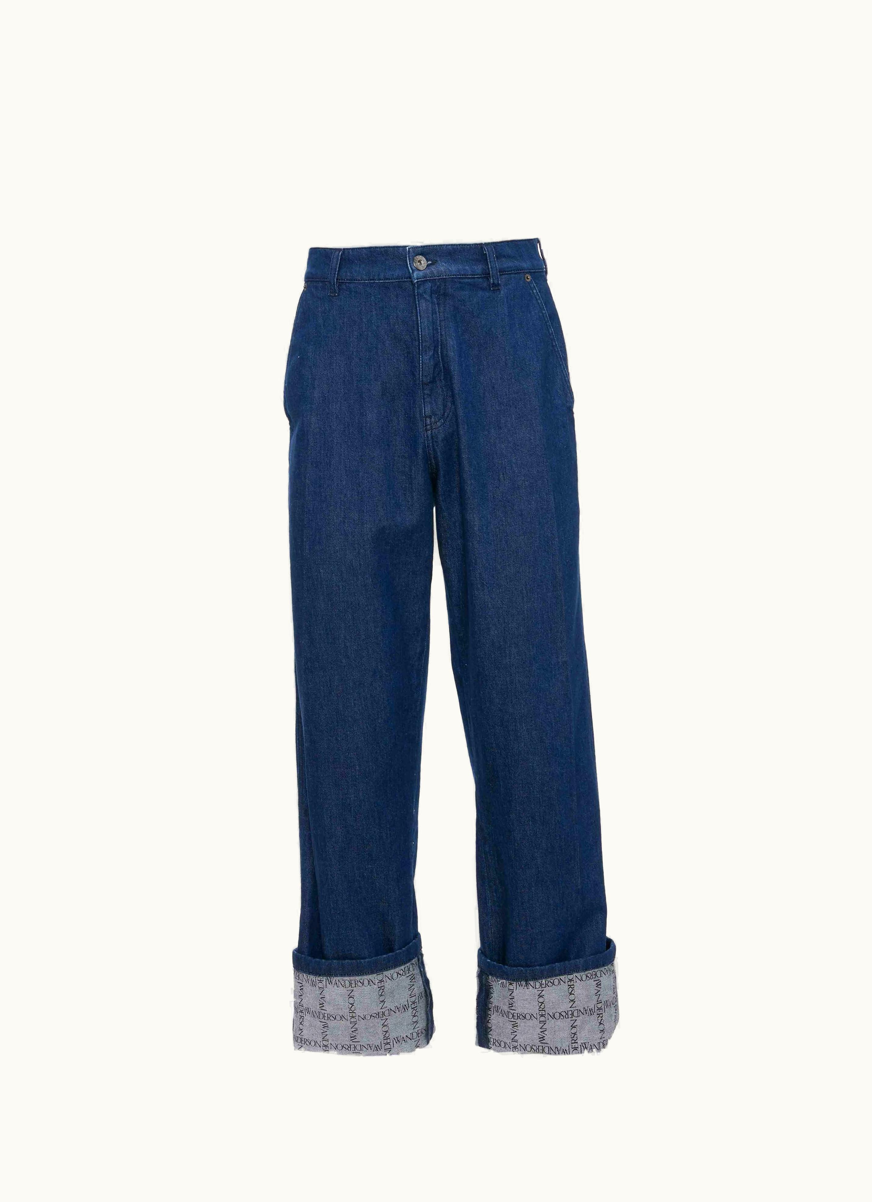 JW Anderson JW Anderson Logo Grid Turn Up Workwear Jeans In Blue