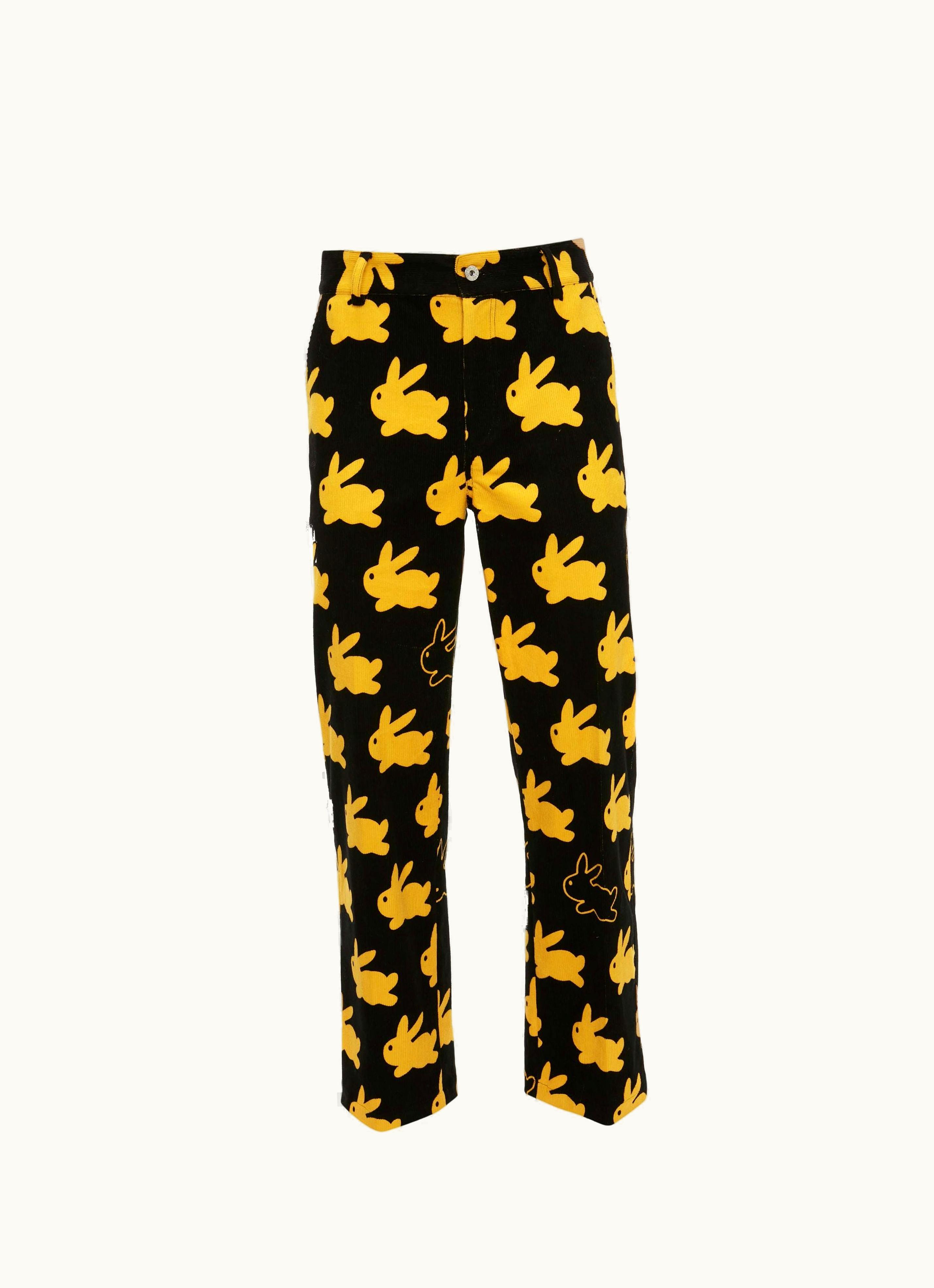 JW Anderson JW Anderson All Over Bunny Straight Leg Corduroy Trousers In Black