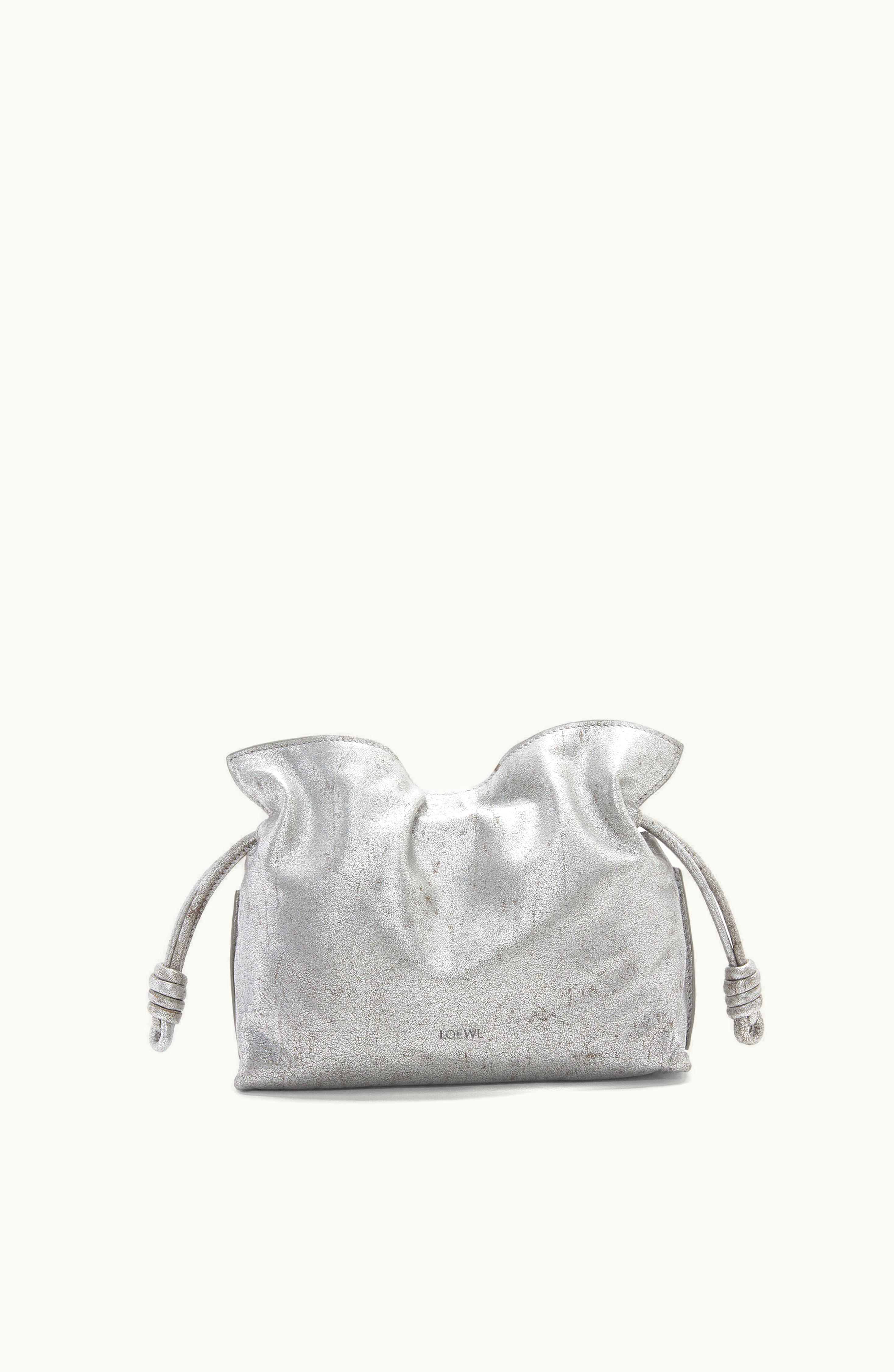 Loewe Loewe Mini Flamenco Clutch Mini In Metallic Lambskin Silver