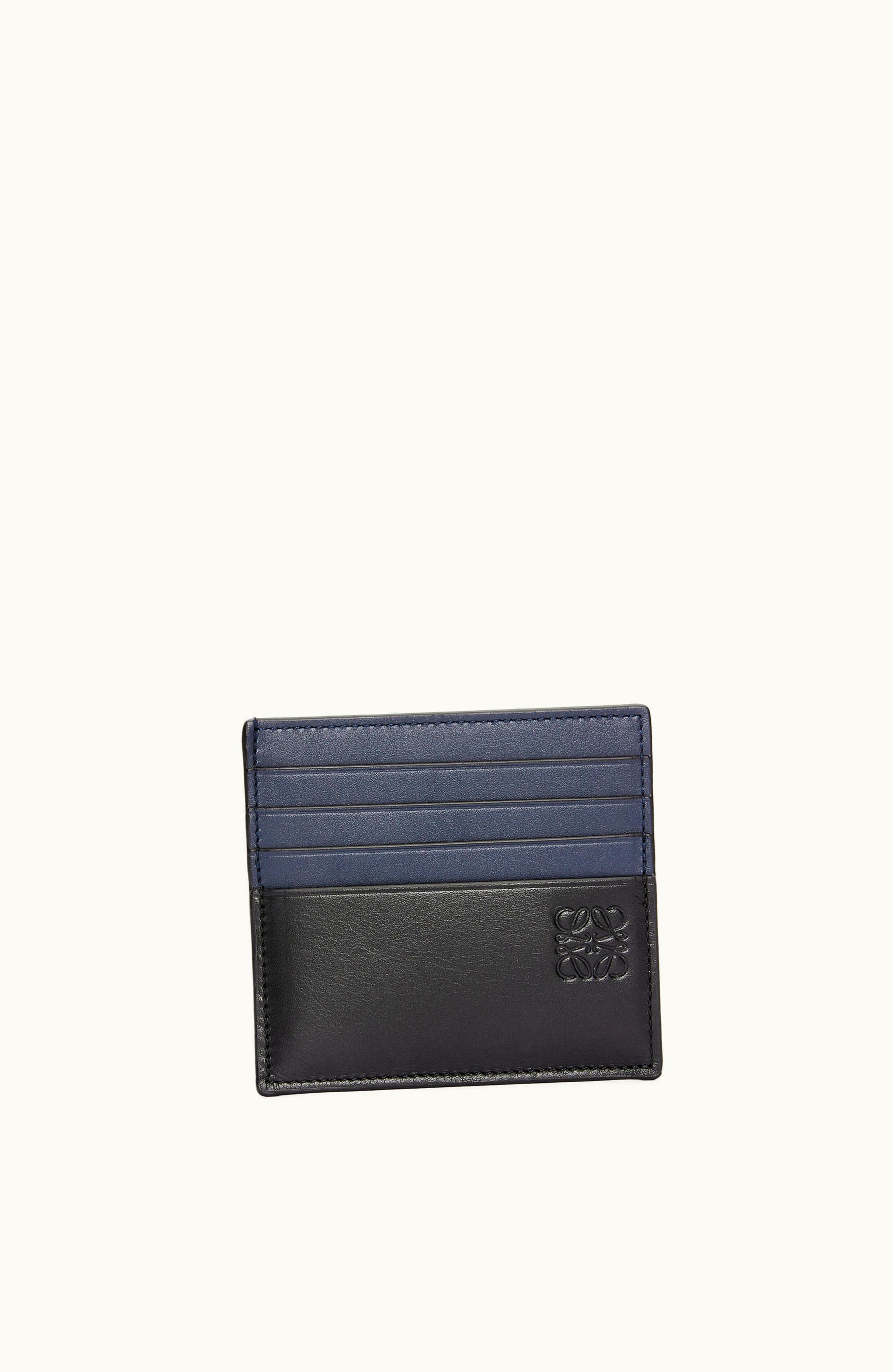 Loewe Loewe Open Plain Cardholder In Shiny Calfskin Black / Deep Navy