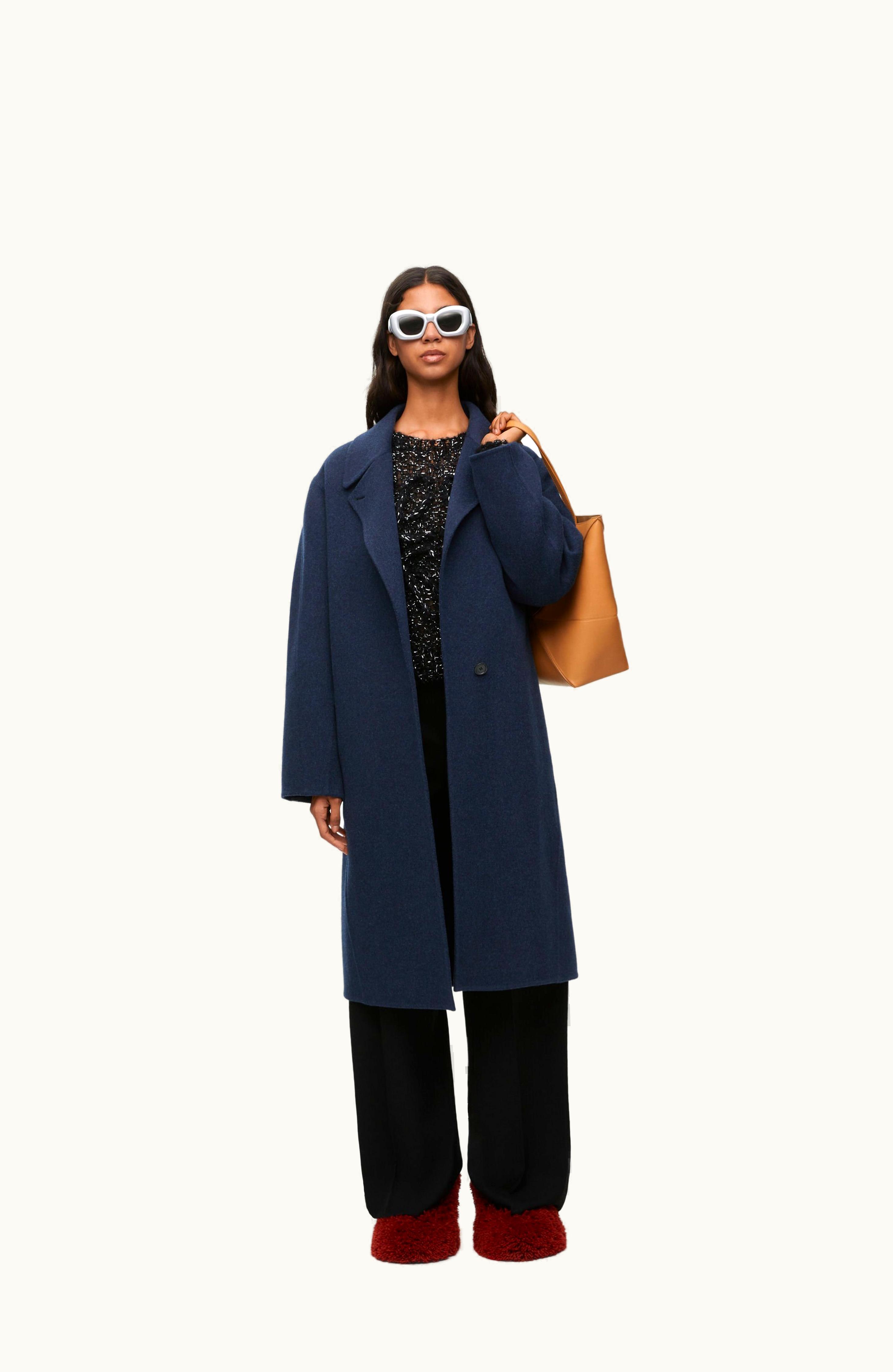 Loewe Loewe Coat In Wool And Cashmere Midnight Blue