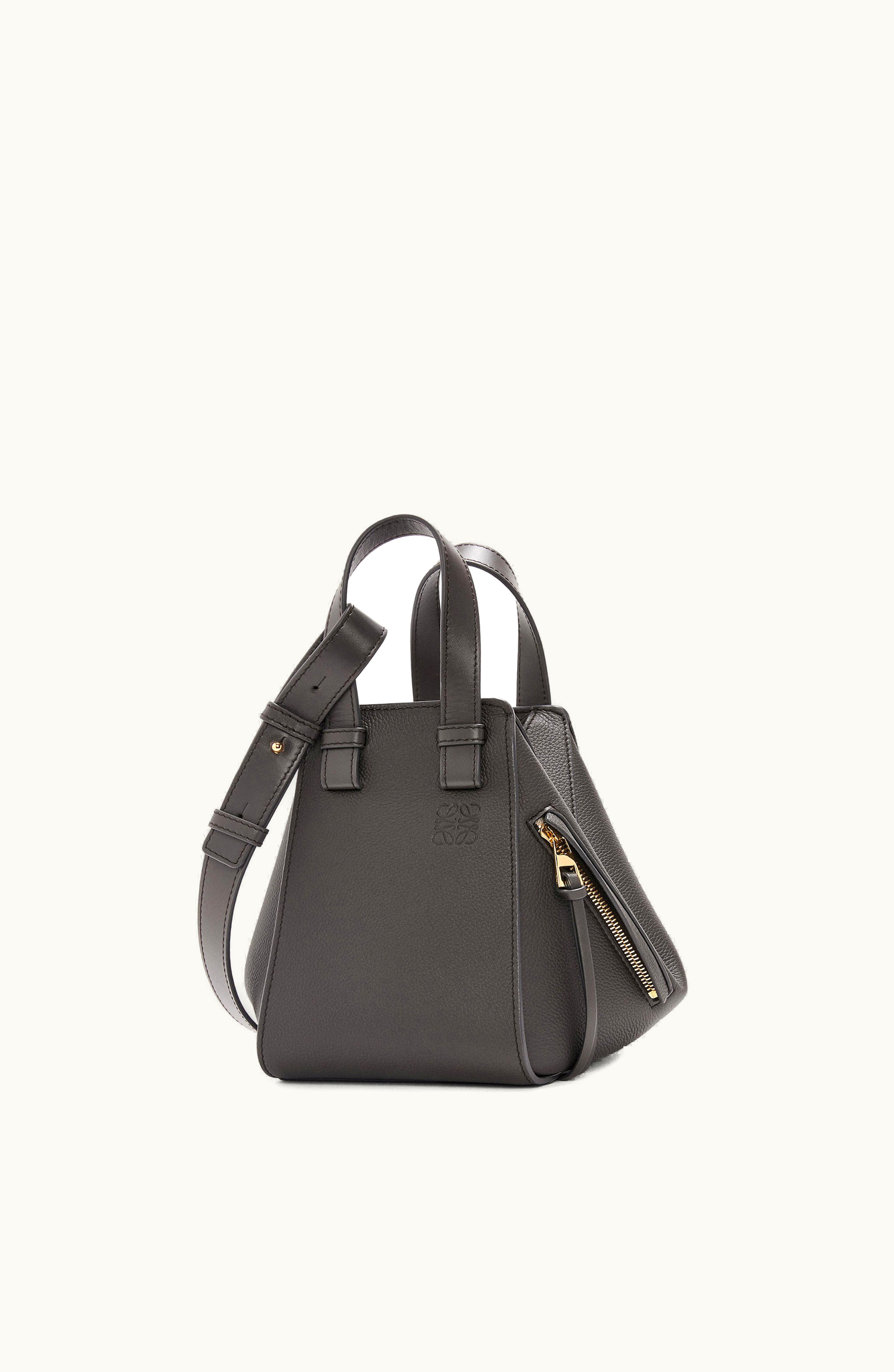 Loewe Loewe Compact Hammock Bag In Soft Grained Calfskin Dark Grey