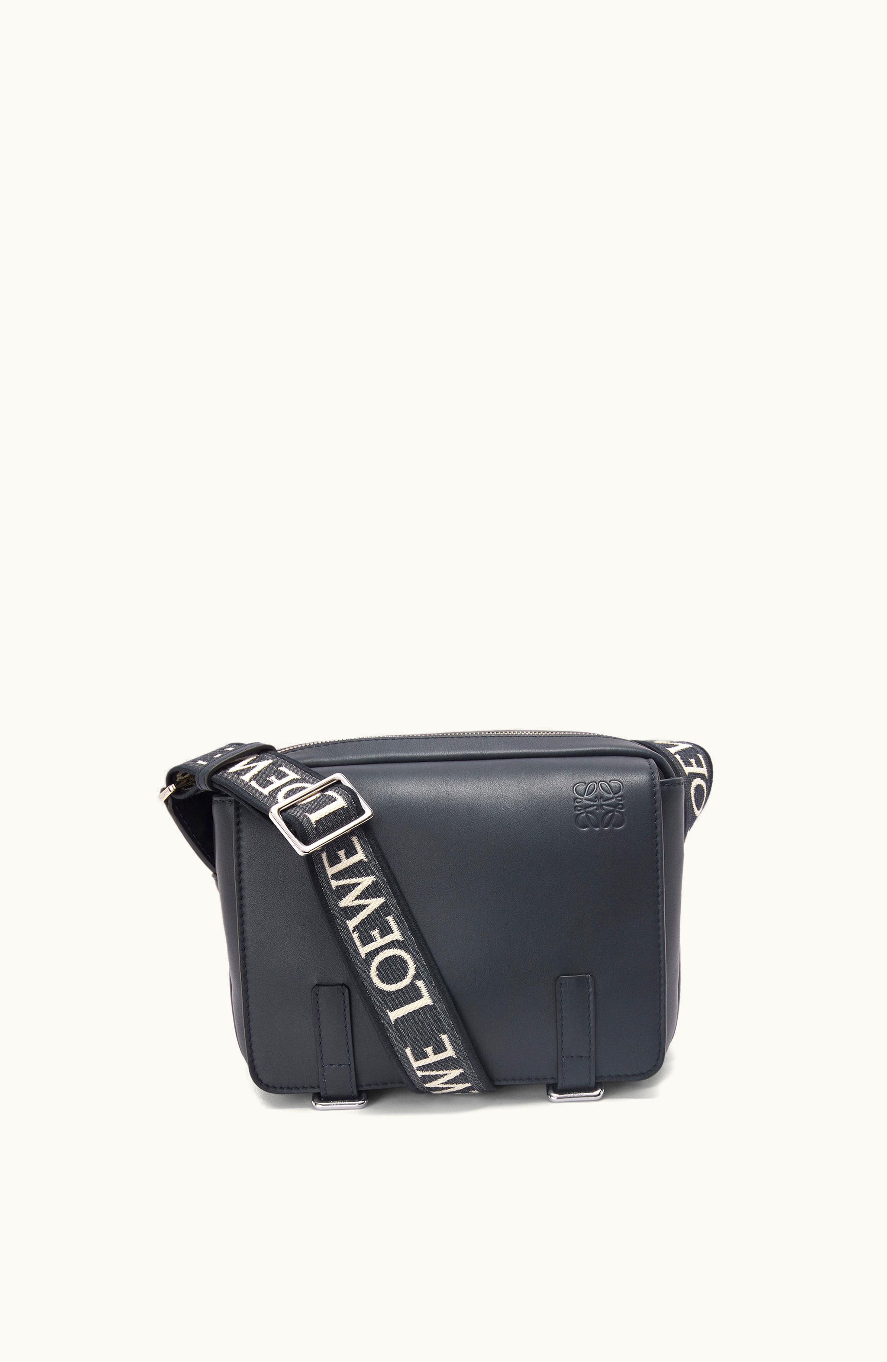 Loewe Loewe XS Military Messenger Bag In Supple Smooth Calfskin And Jacquard Deep Navy