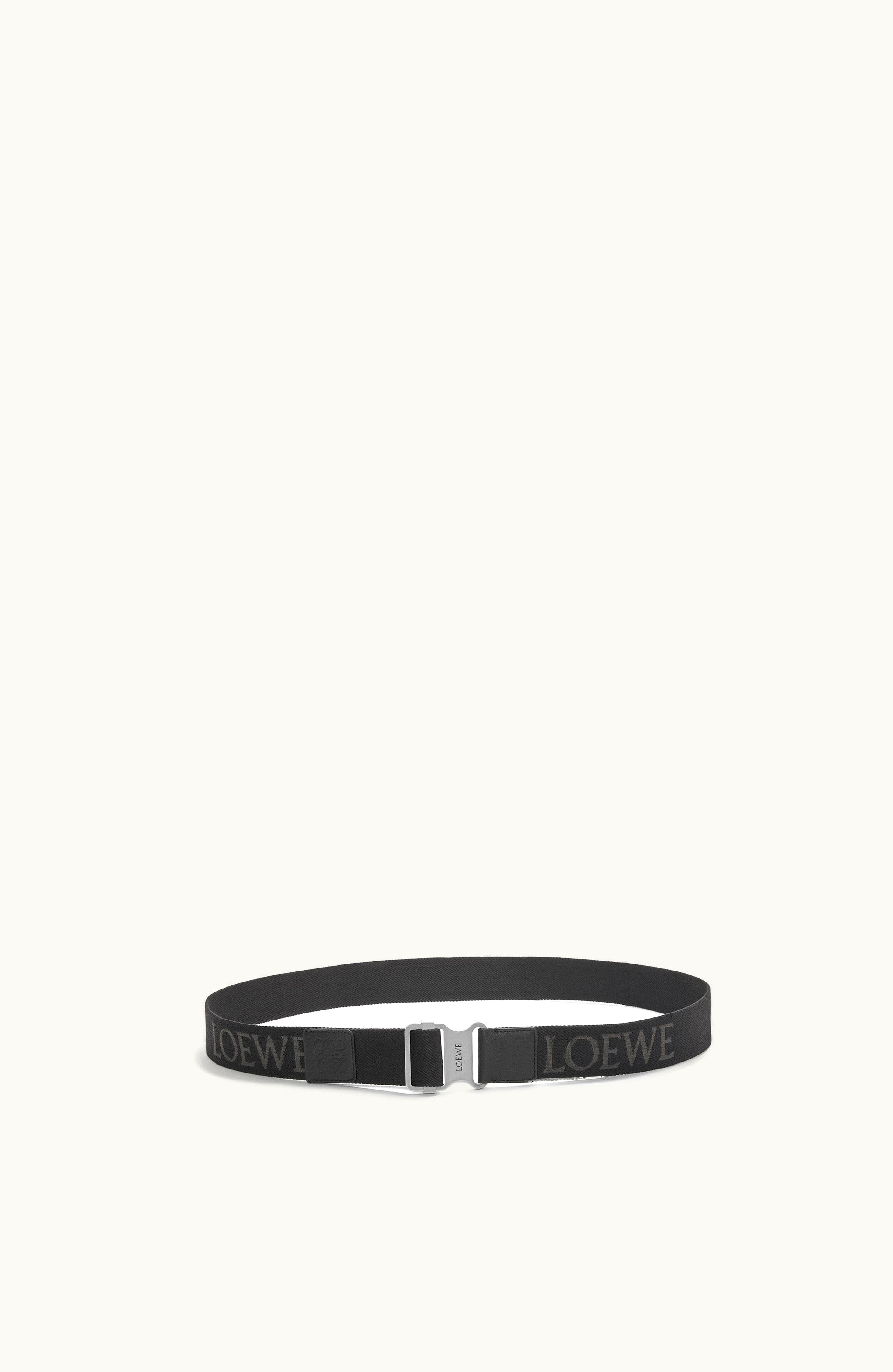 Loewe Loewe Slider Buckle Belt In Webbing And Calfskin Black / Palladium