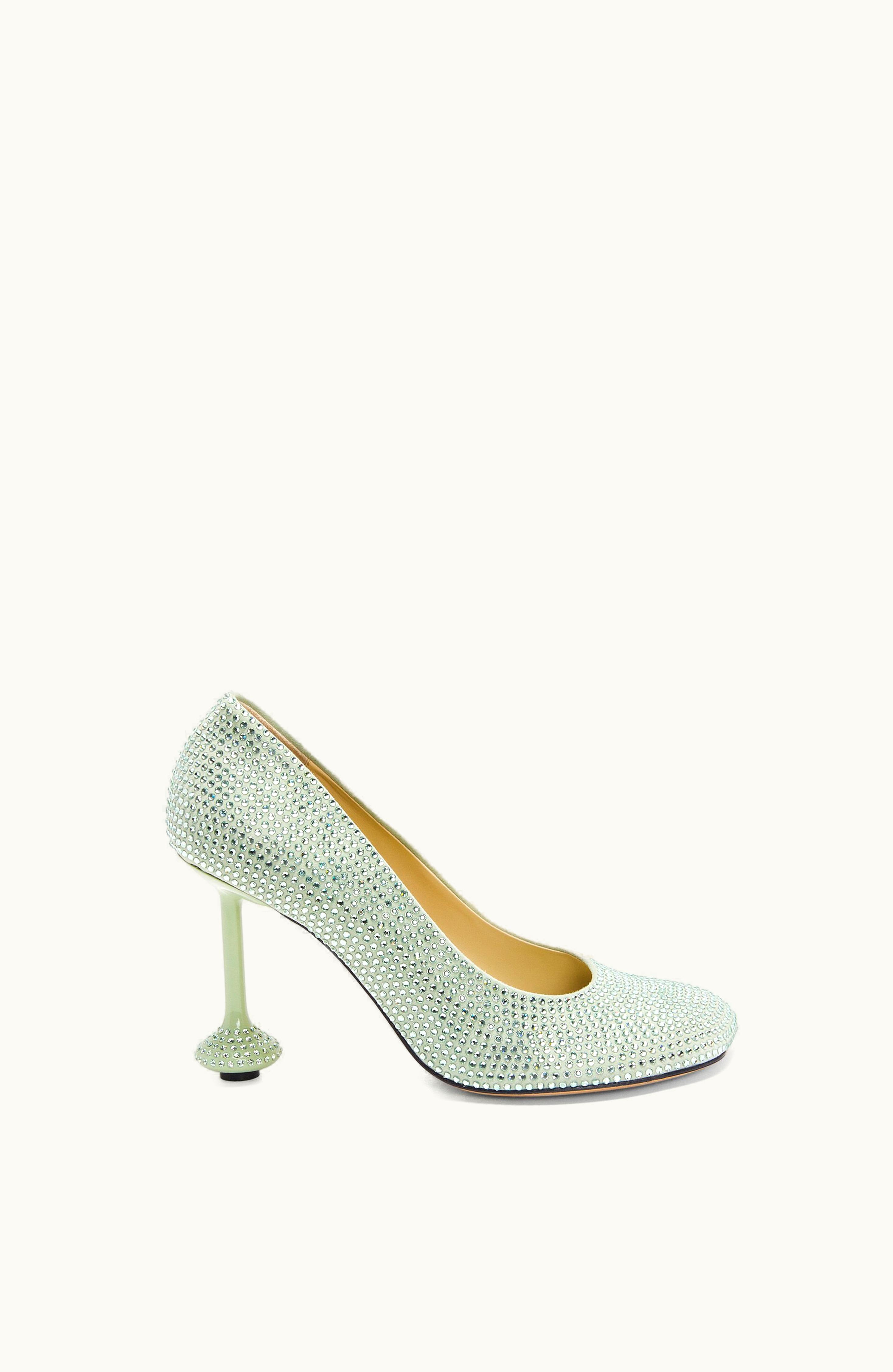 Loewe Loewe Toy Pump In Suede And Allover Rhinestones Pistachio