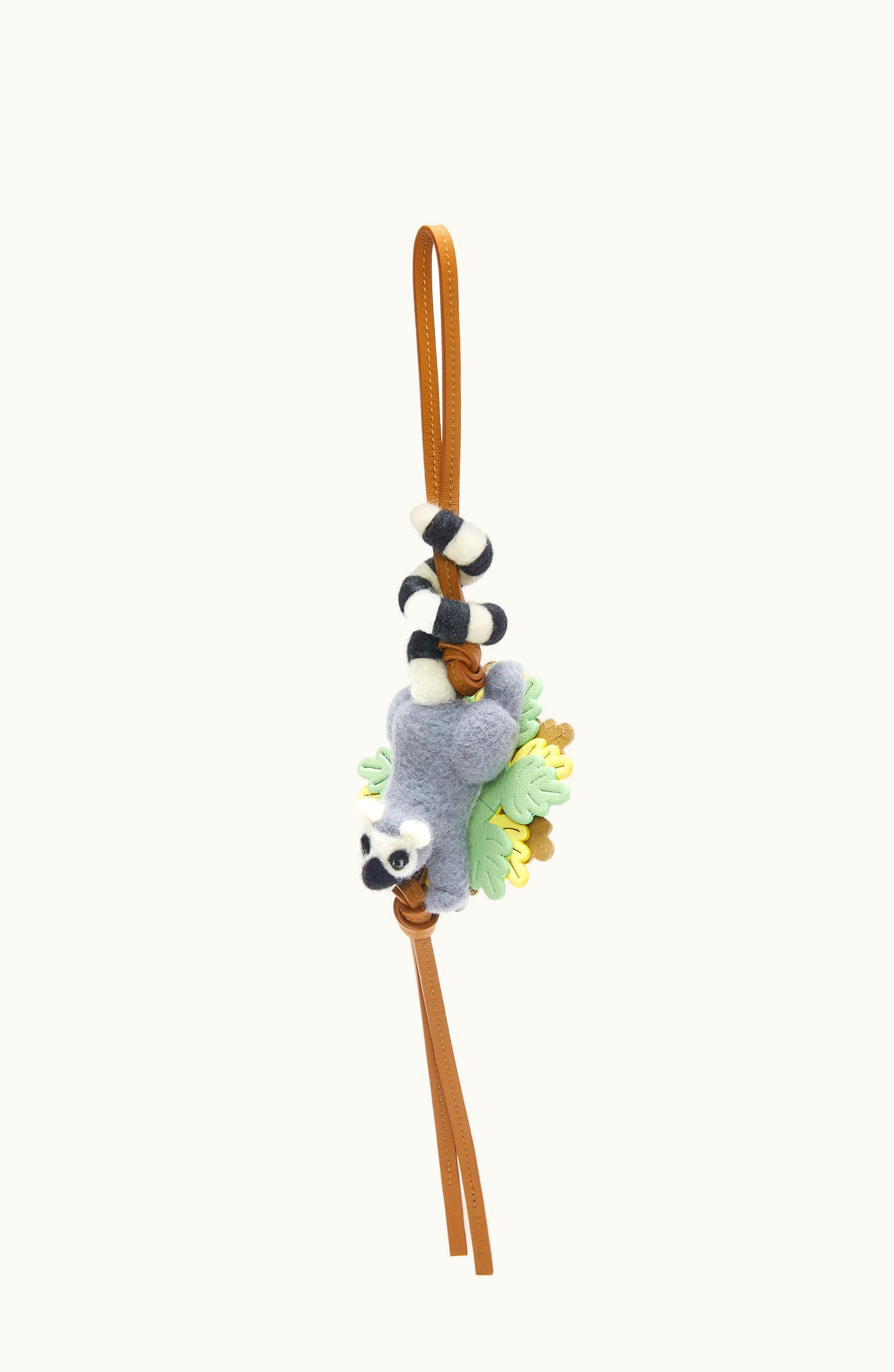 Loewe Loewe Lemur Charm In Felt And Calfskin Pearl Grey / Soft White