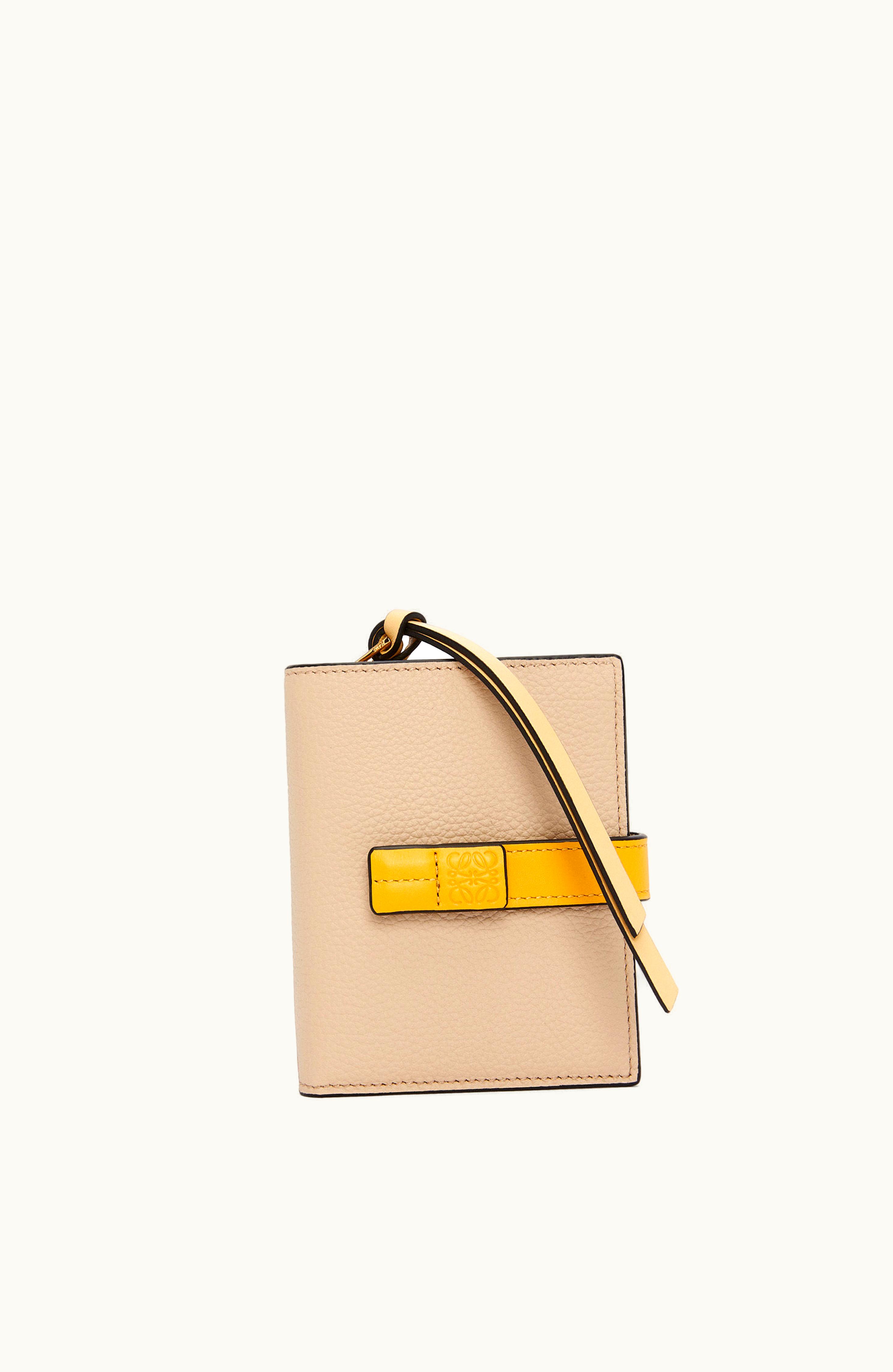 Loewe Loewe Compact Zip Wallet In Soft Grained Calfskin Paper Craft / Sunflower