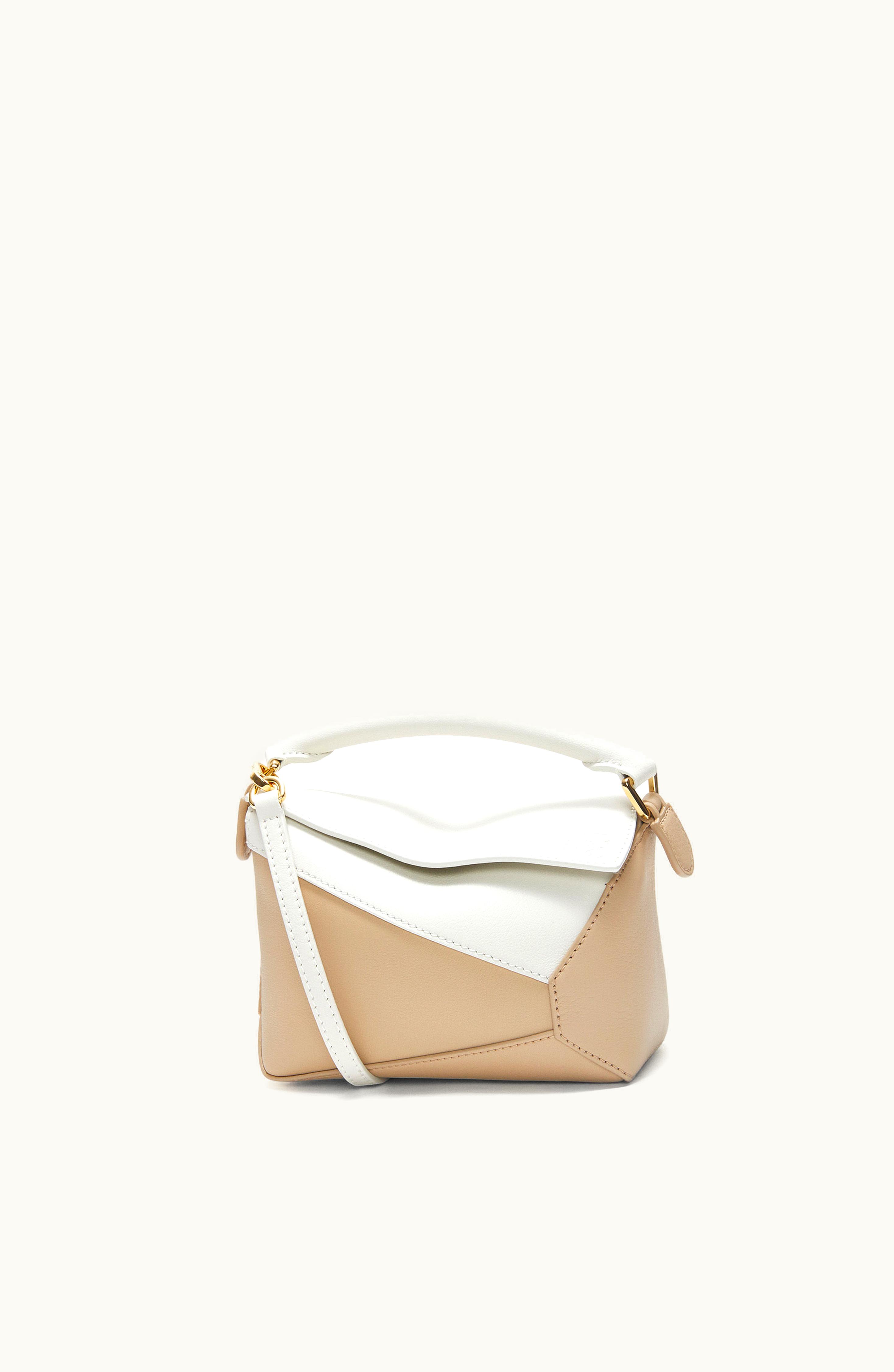 Loewe Loewe Mini Puzzle Bag In Classic Calfskin Soft White / Paper Craft