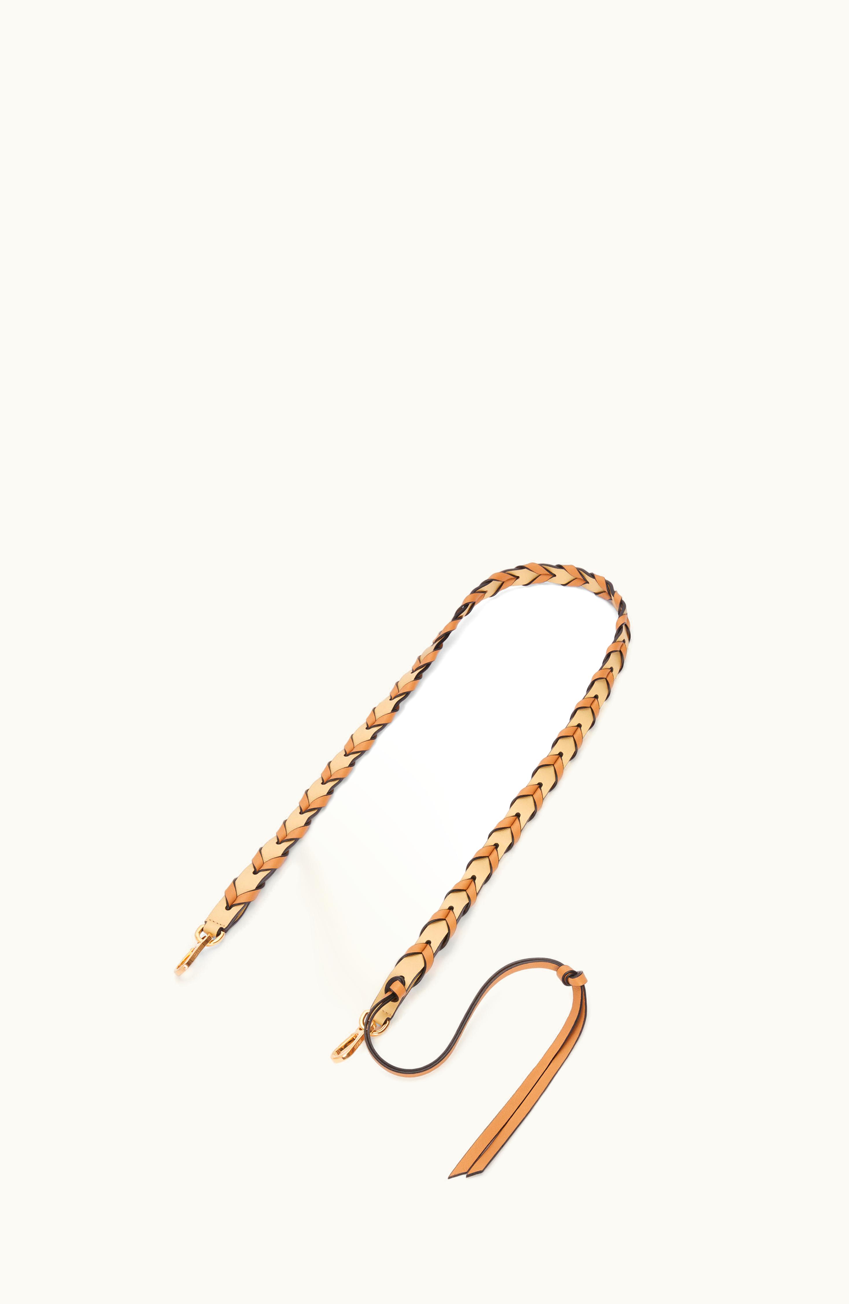 Loewe Loewe Thin Braided Strap In Classic Calfskin Dark Butter / Warm Desert