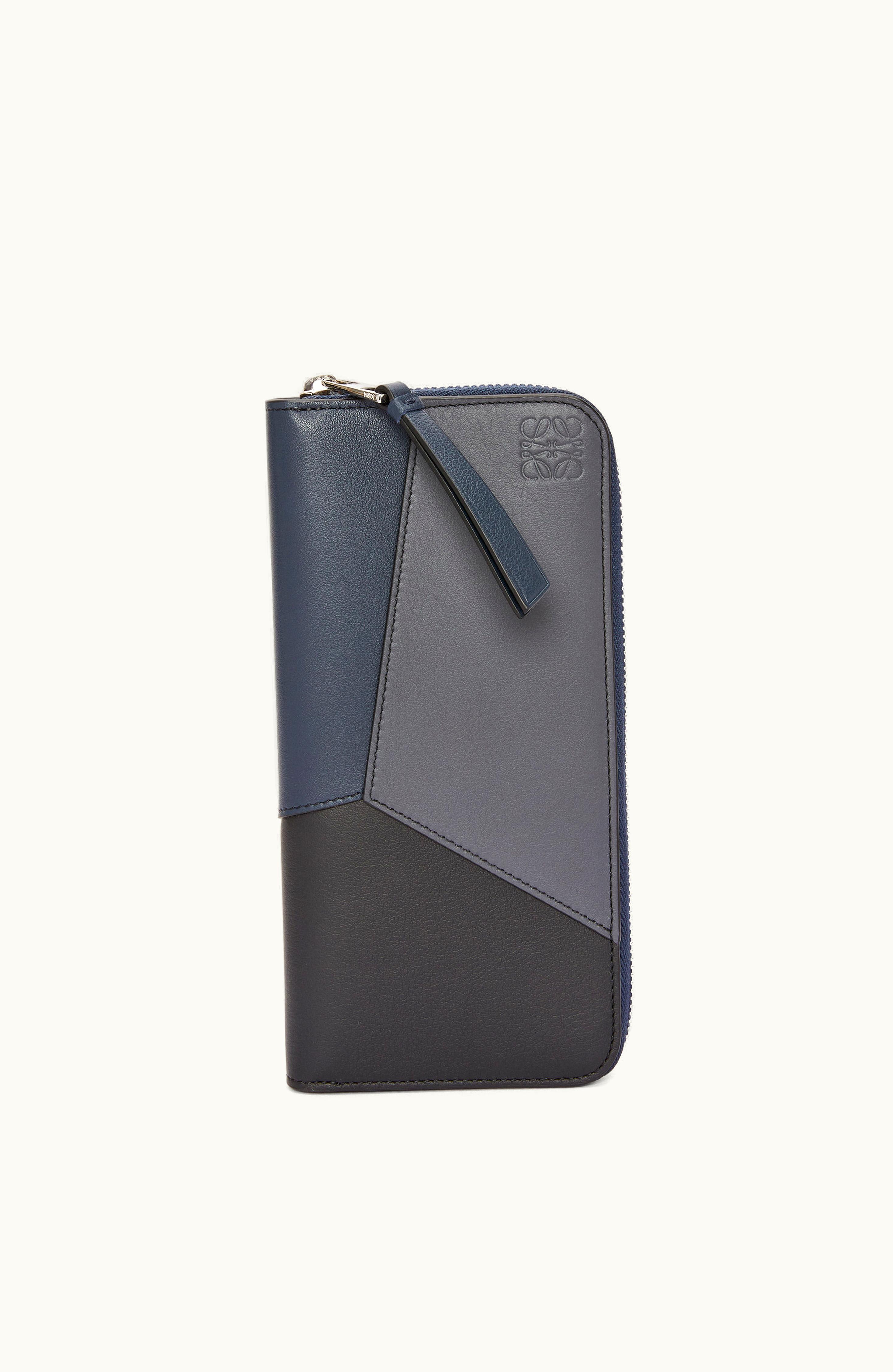 Loewe Loewe Puzzle Zipped Open Wallet In Classic Calfskin Deep Navy / Anthracite