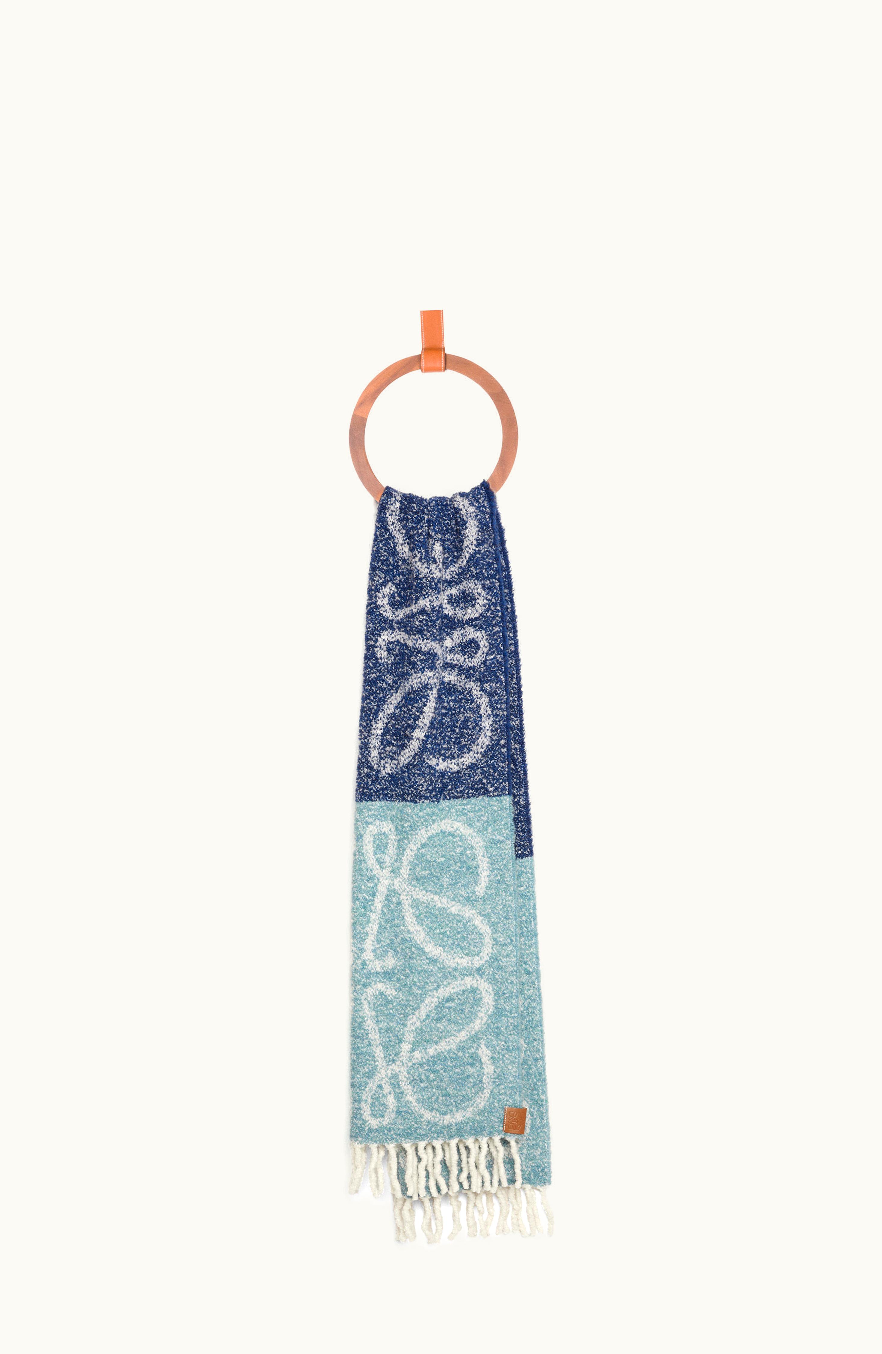 Loewe Loewe Anagram Scarf In Alpaca And Wool Light Blue