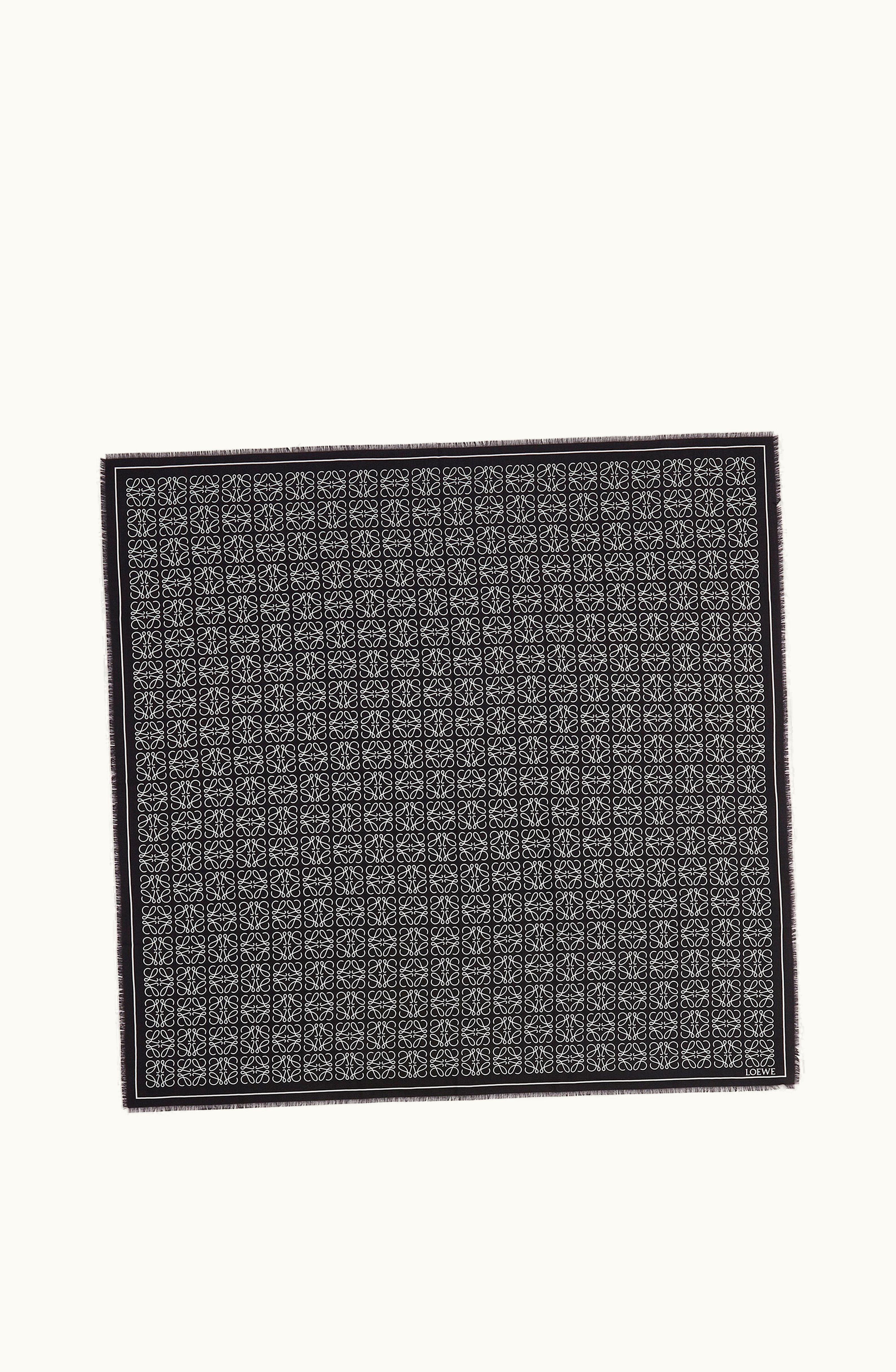 Loewe Loewe Anagram Scarf In Wool And Silk Black / Black
