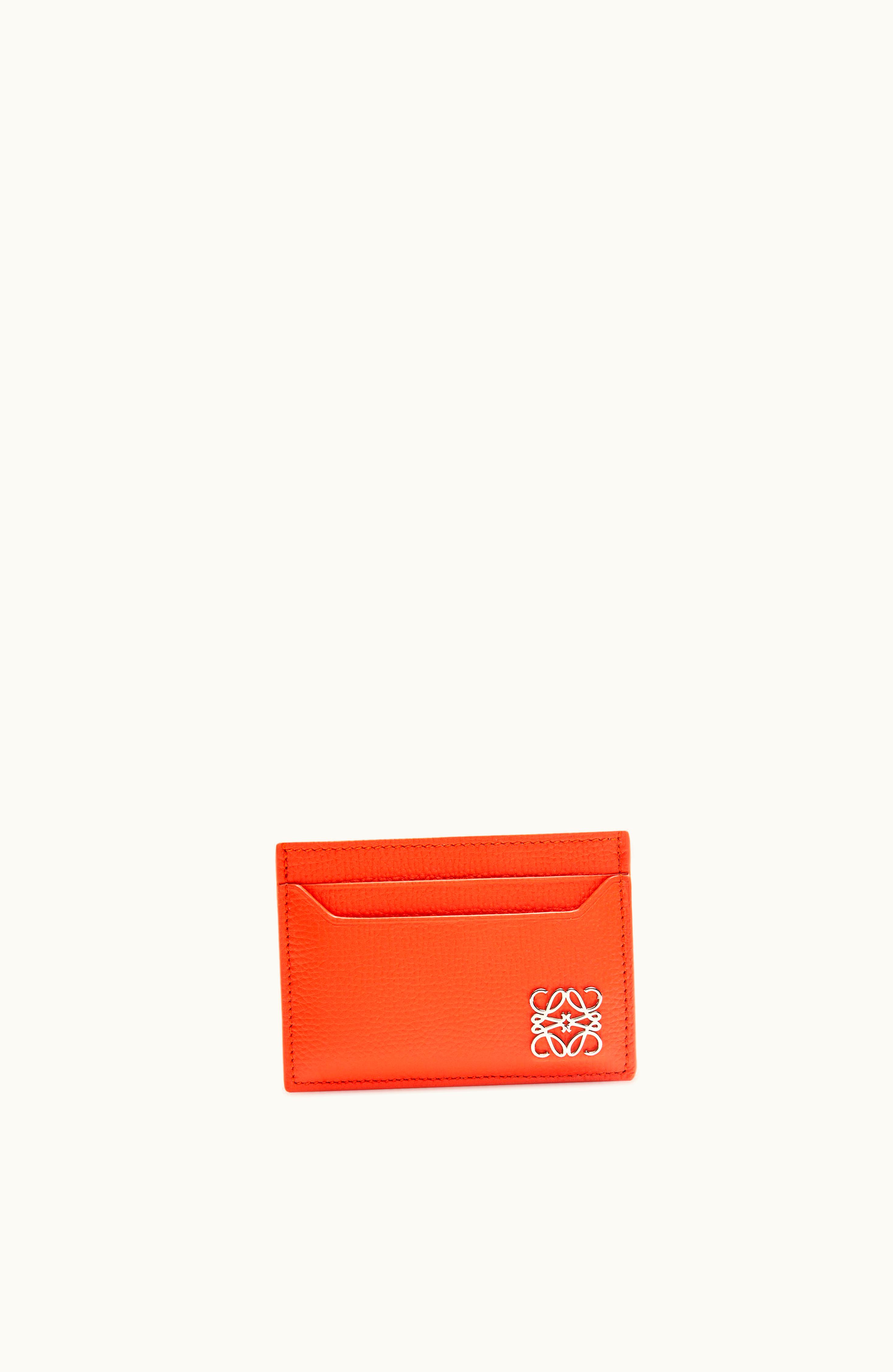 Loewe Loewe Anagram Plain Cardholder In Pebble Grain Calfskin Vivid Orange