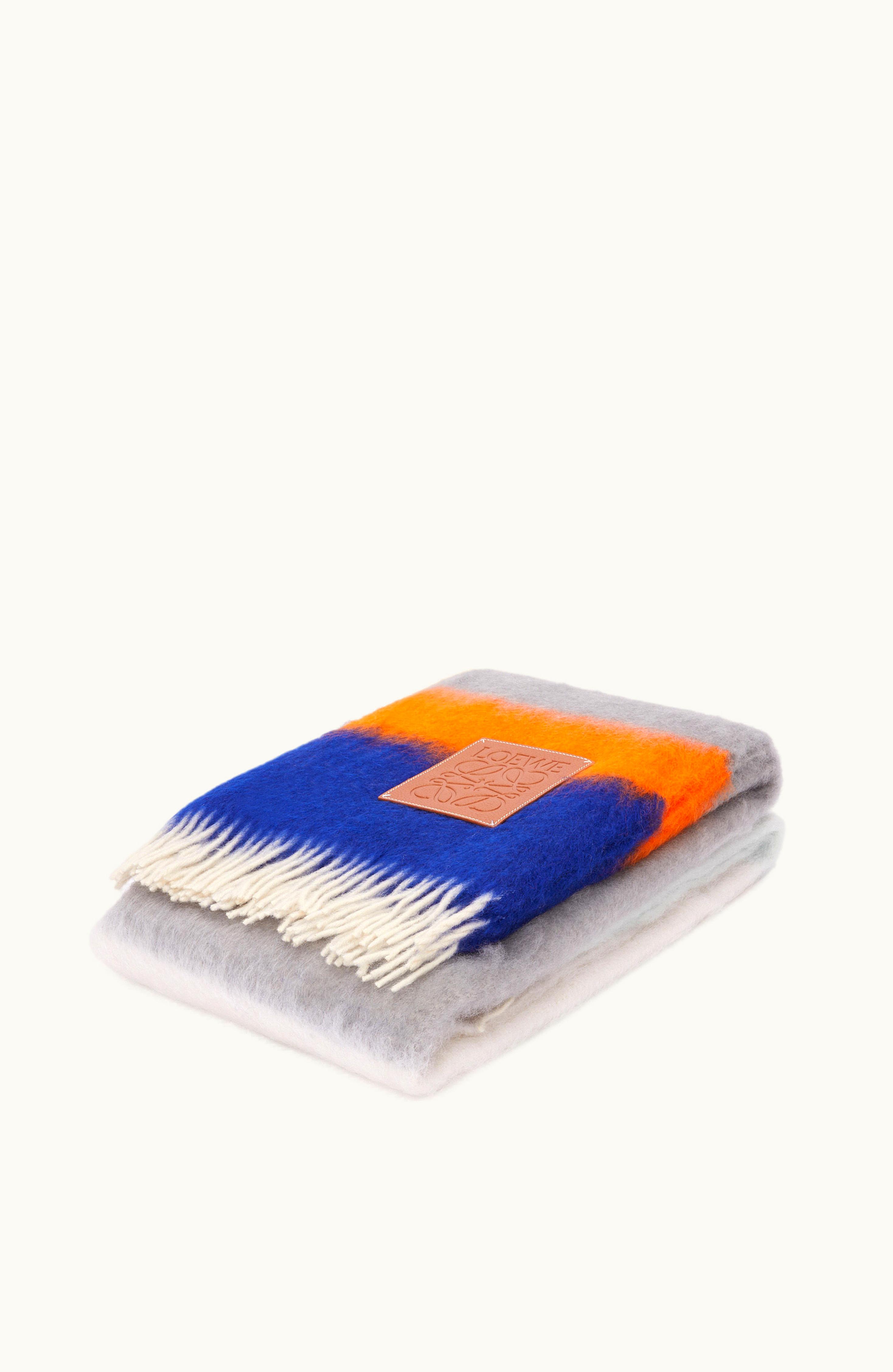 Loewe Loewe Blanket In Mohair And Wool Dark Blue / Multicolor