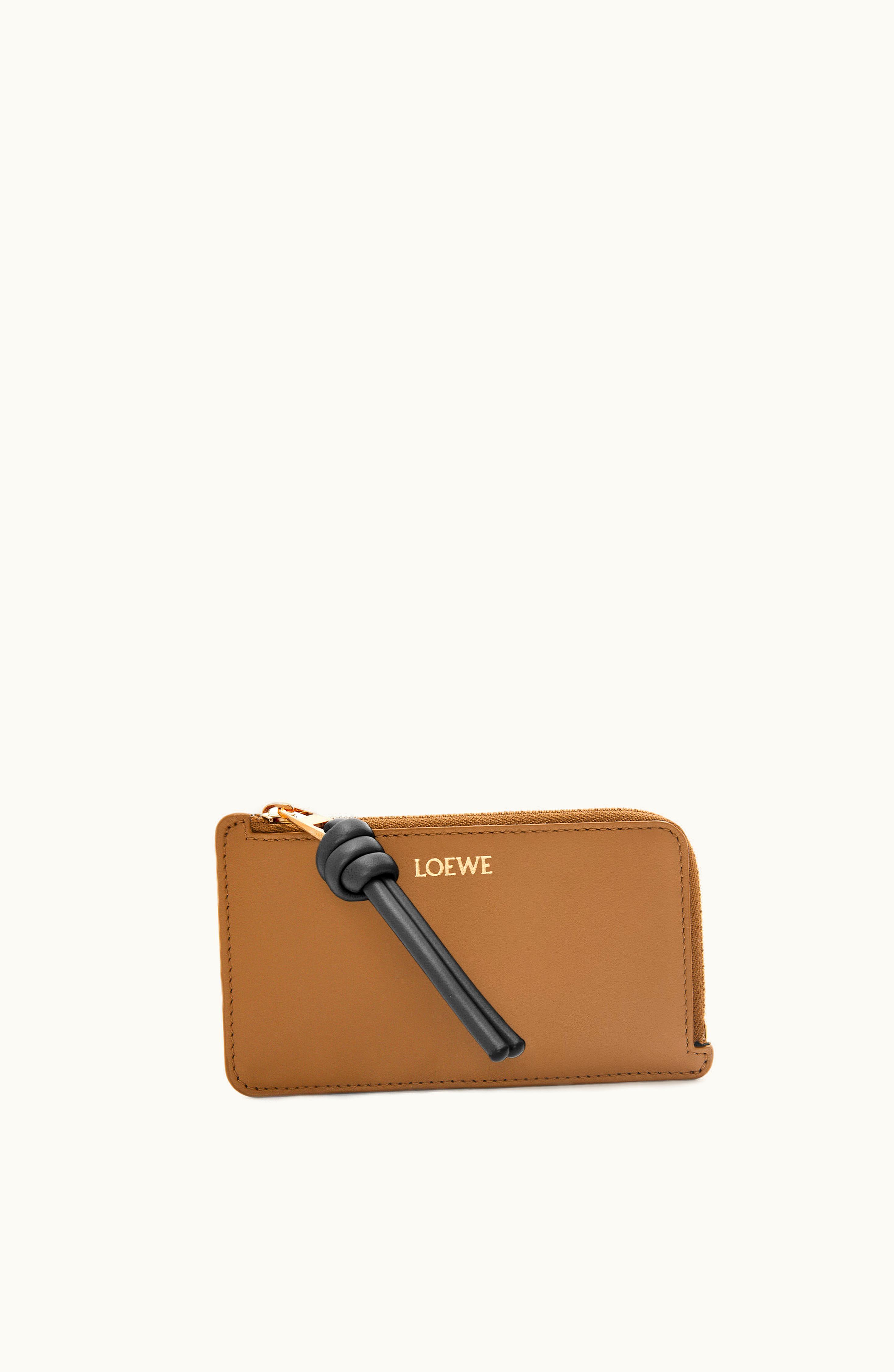 Loewe Loewe Knot Coin Cardholder In Shiny Nappa Calfskin Oak / Black