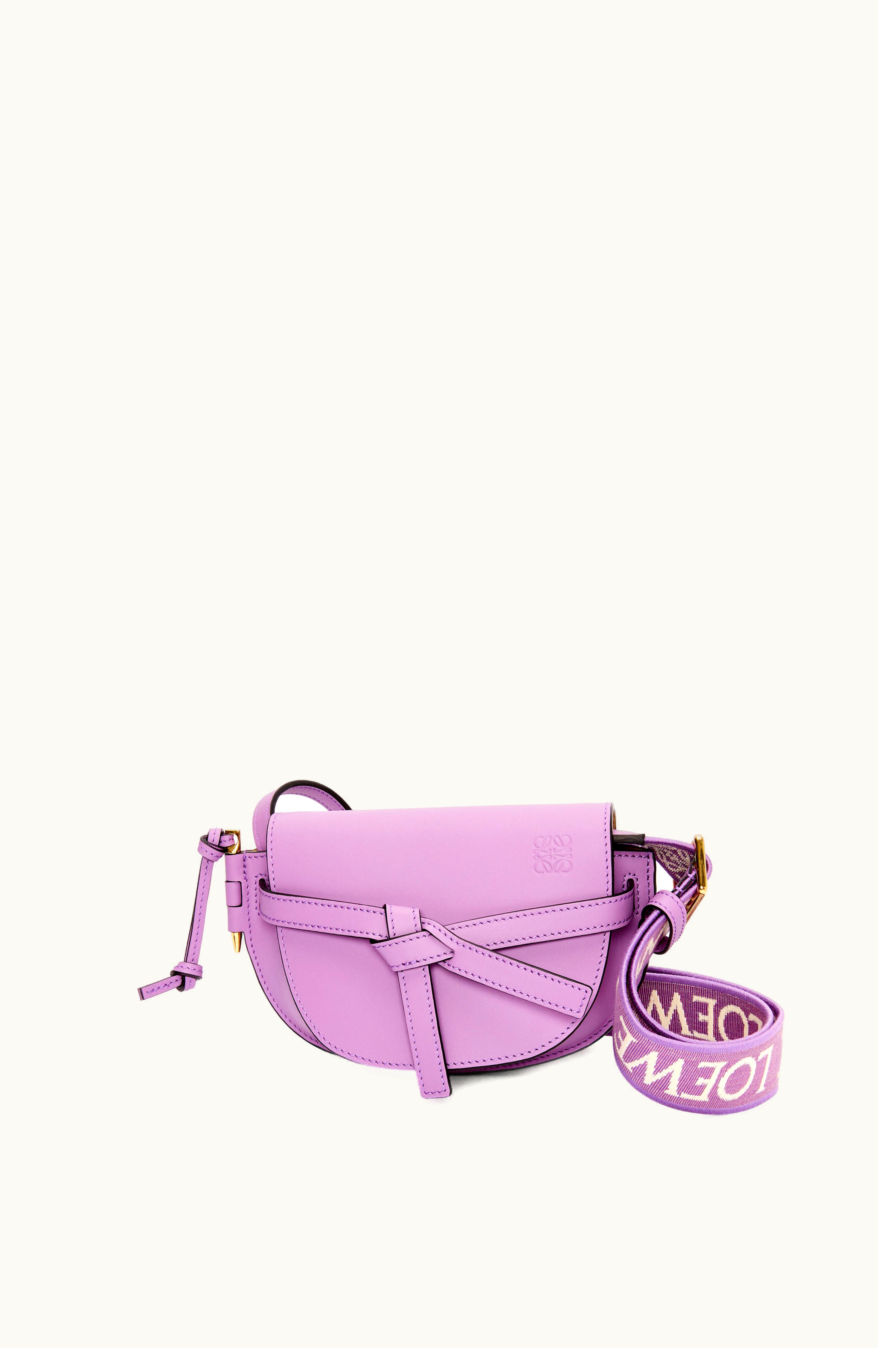 Loewe Loewe Mini Gate Dual Bag In Soft Calfskin And Jacquard Guimauve
