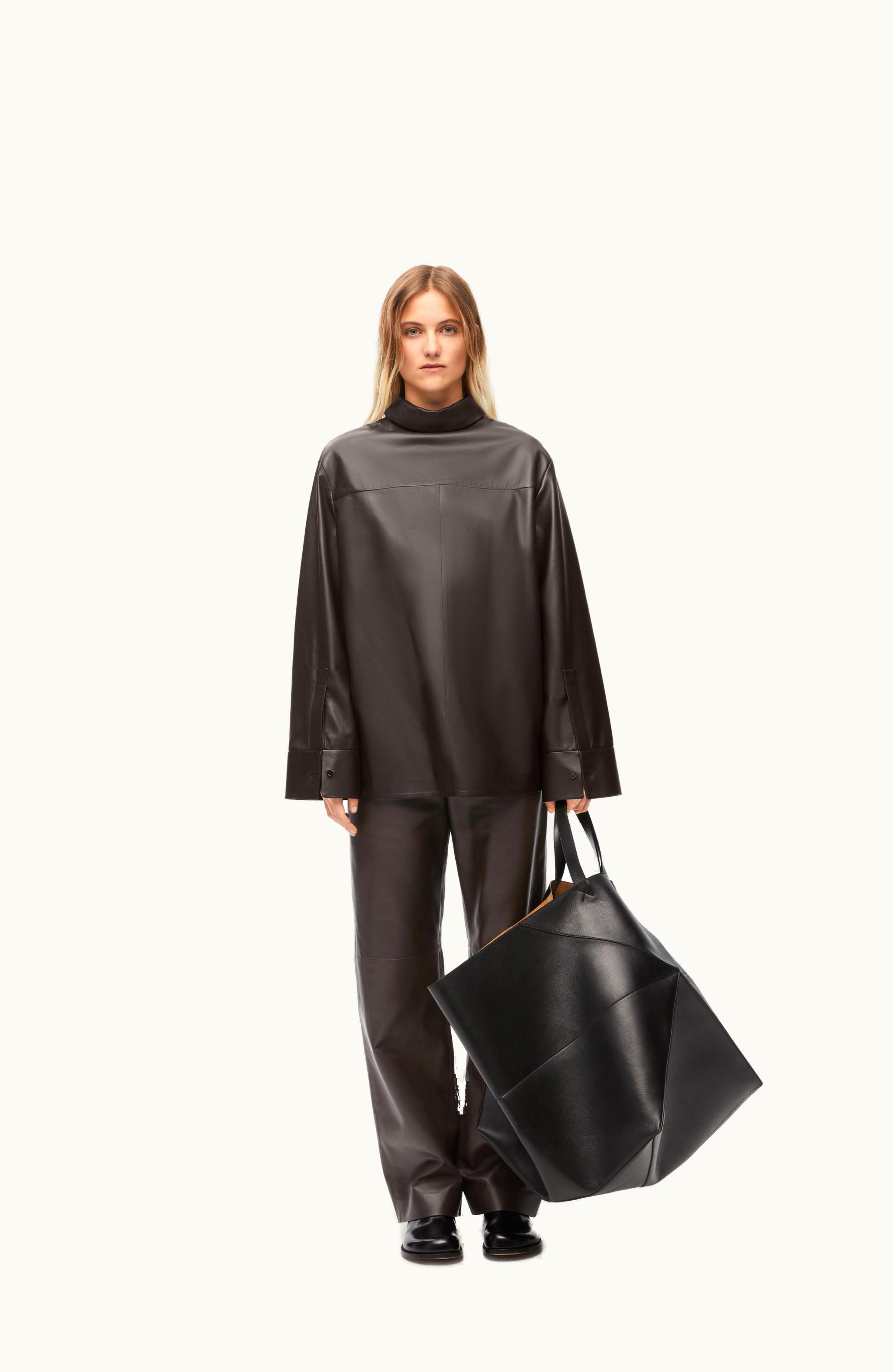 Loewe Loewe Back To Front Shirt In Nappa Lambskin Dark Brown