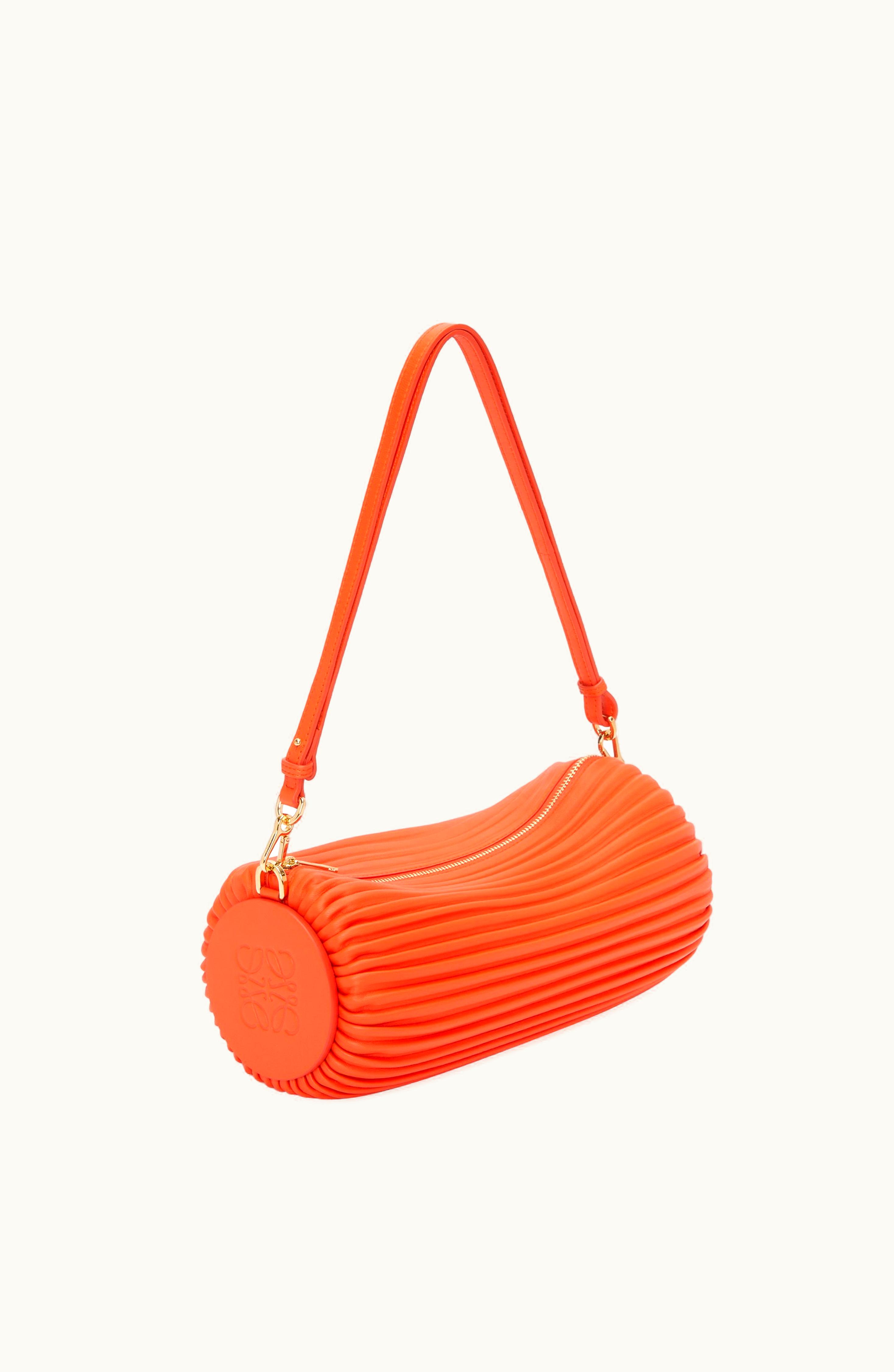 Loewe Loewe Bracelet Pouch In Pleated Nappa Vivid Orange