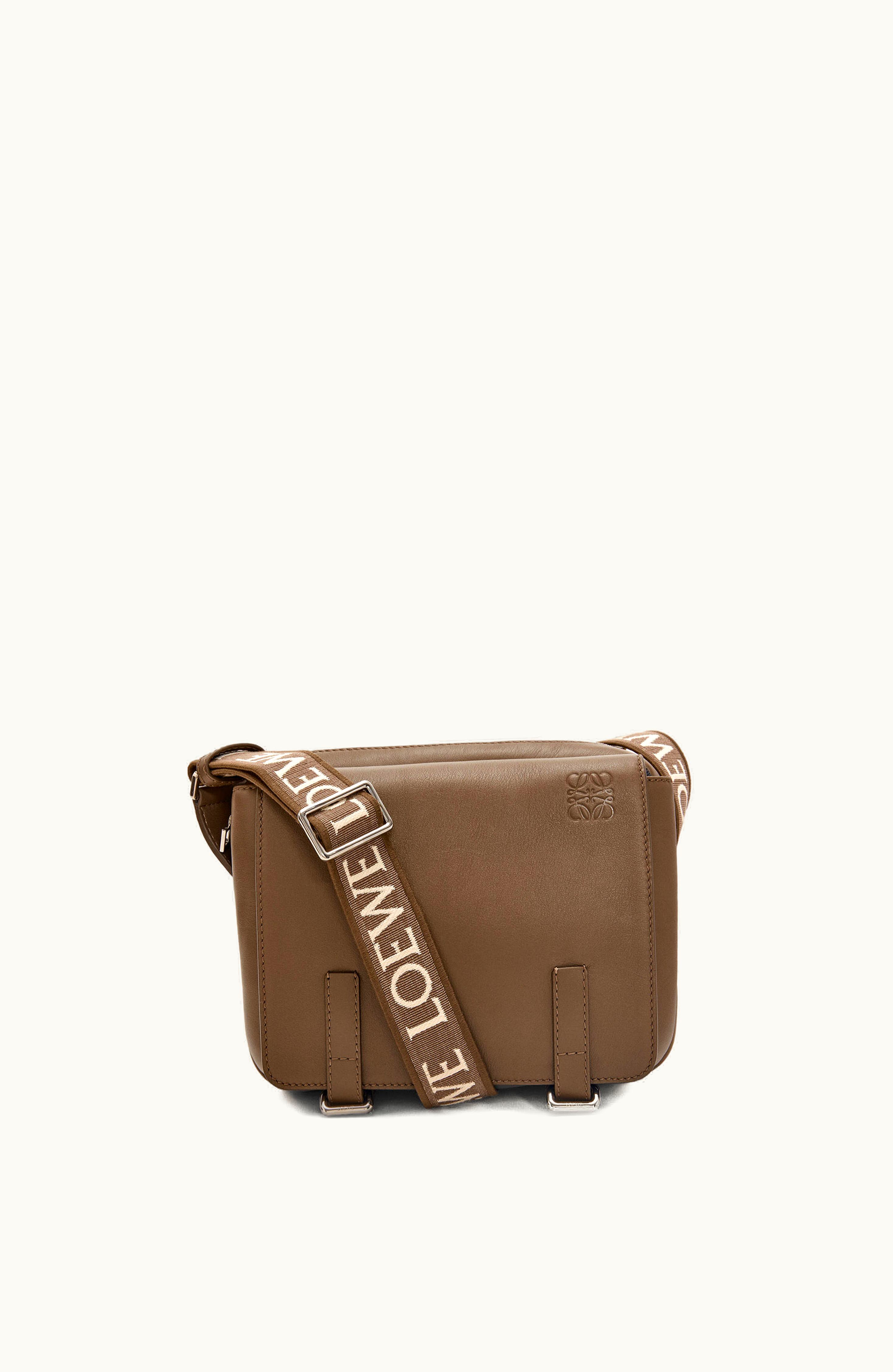 Loewe Loewe XS Military Messenger Bag In Supple Smooth Calfskin And Jacquard Winter Brown