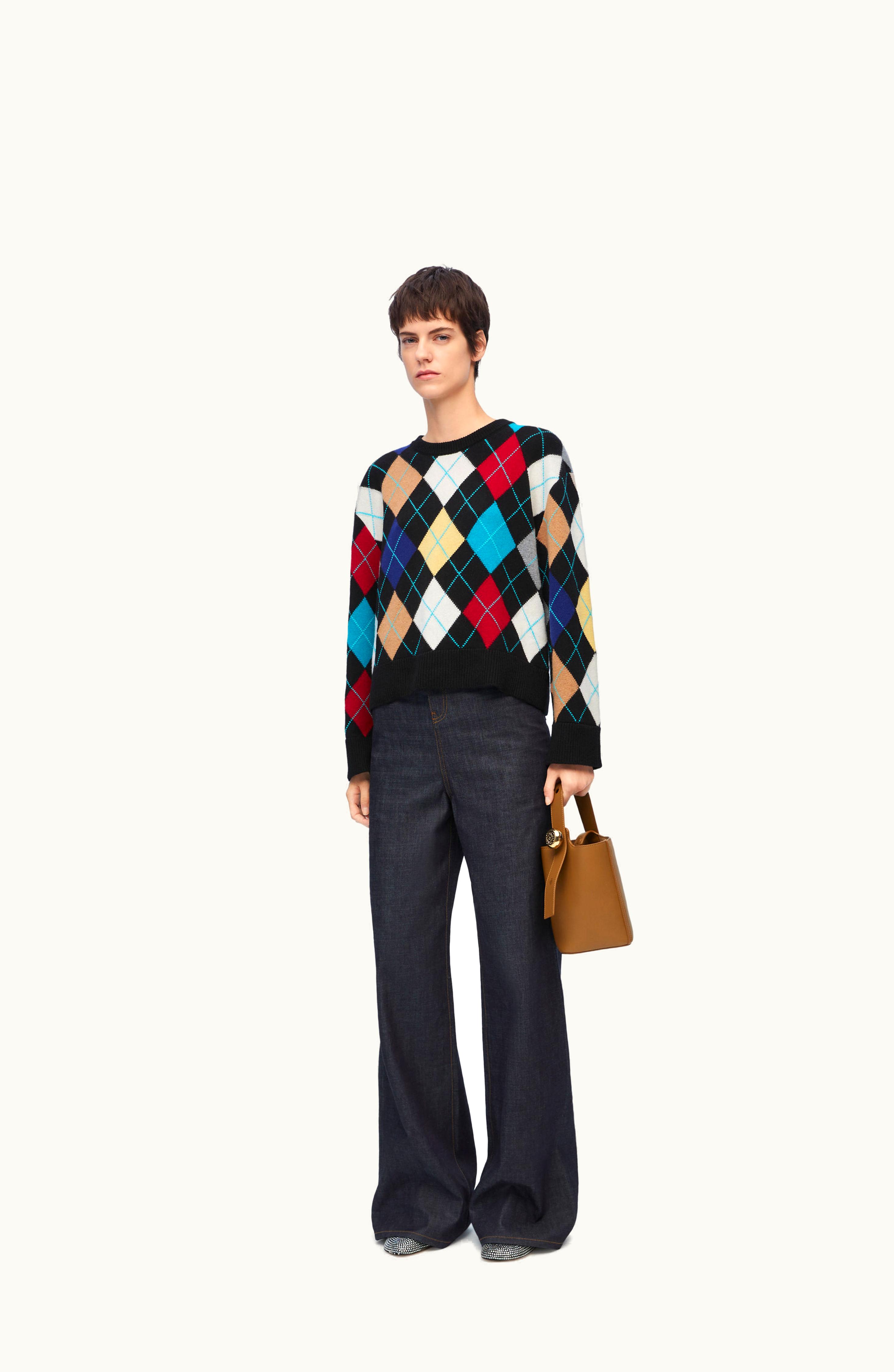 Loewe Loewe Argyle Sweater In Wool Black / Multicolor