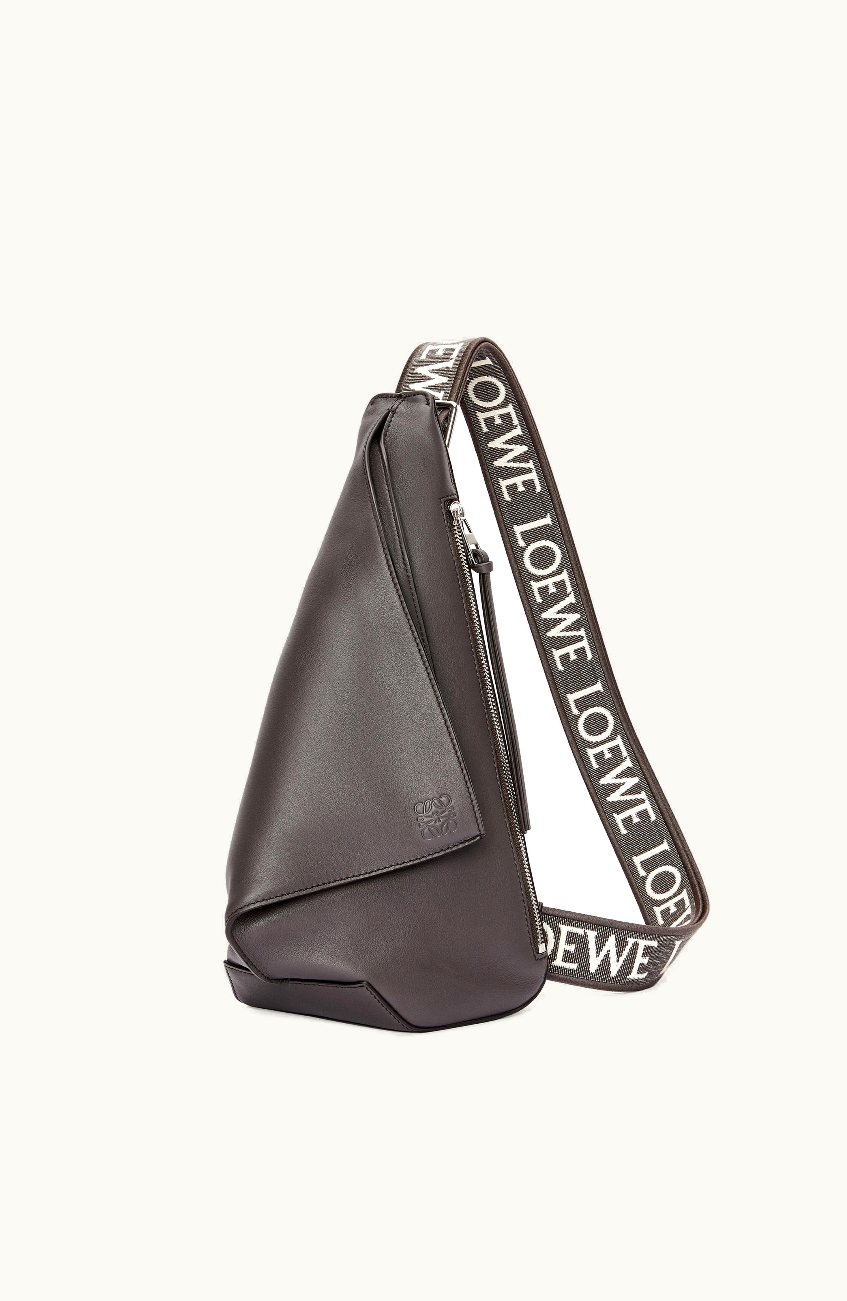 Loewe Loewe Anton Sling In Supple Smooth Calf And Jacquard Dark Grey