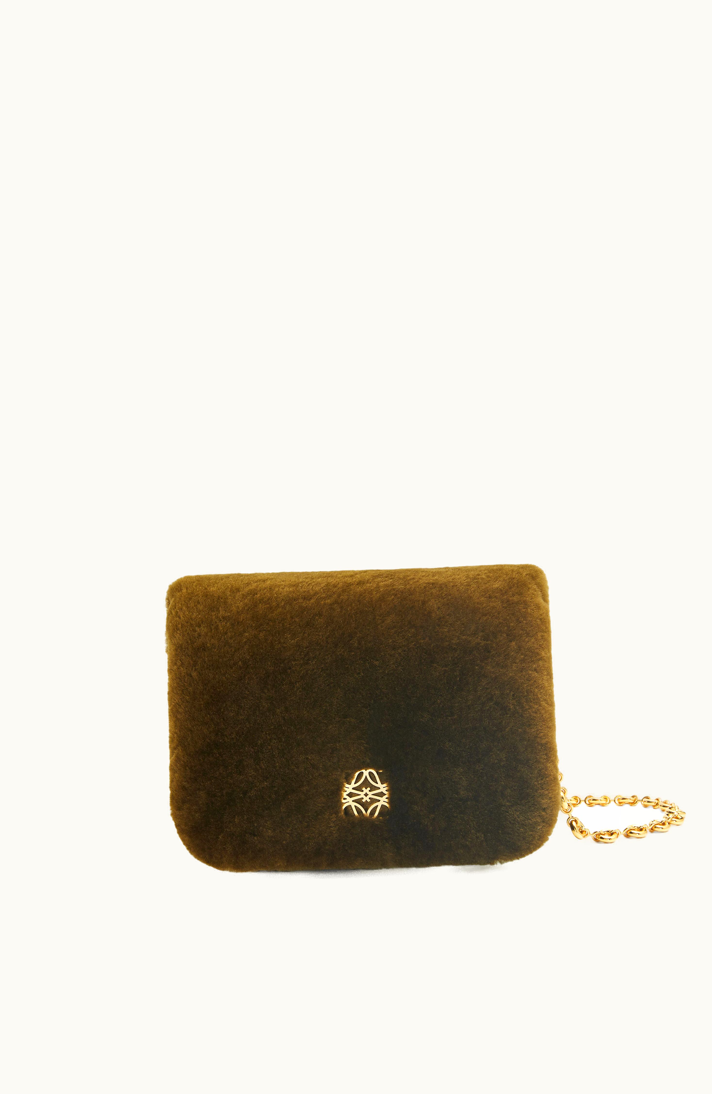 Loewe Loewe Puffer Goya Bag In Shearling Khaki Green