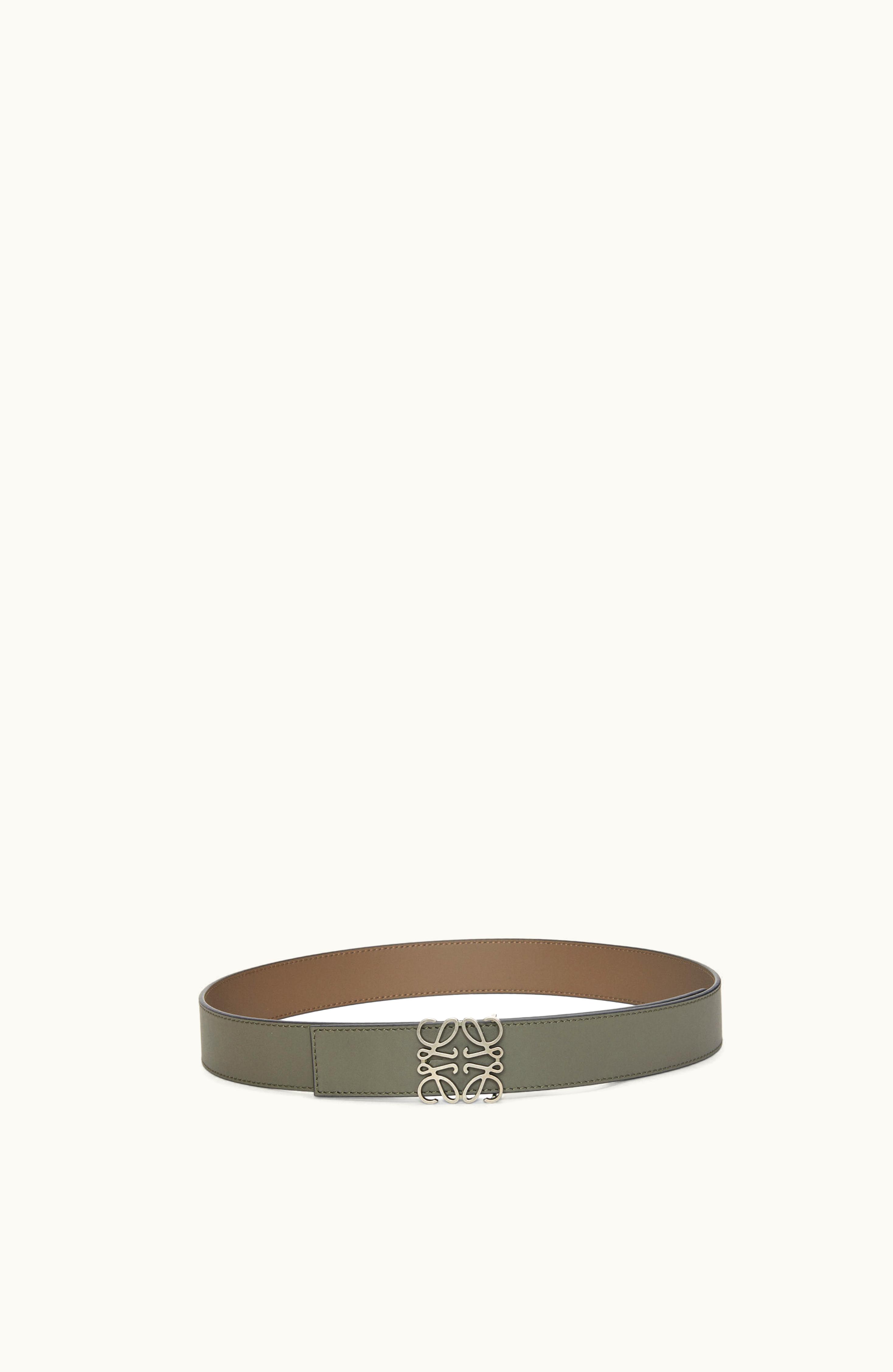 Loewe Loewe Reversible Anagram Belt In Smooth Calfskin Khaki Green / Winter Brown / Vinta - Luxury Belt Collection - Khaki Green / Winter Brown / Vinta