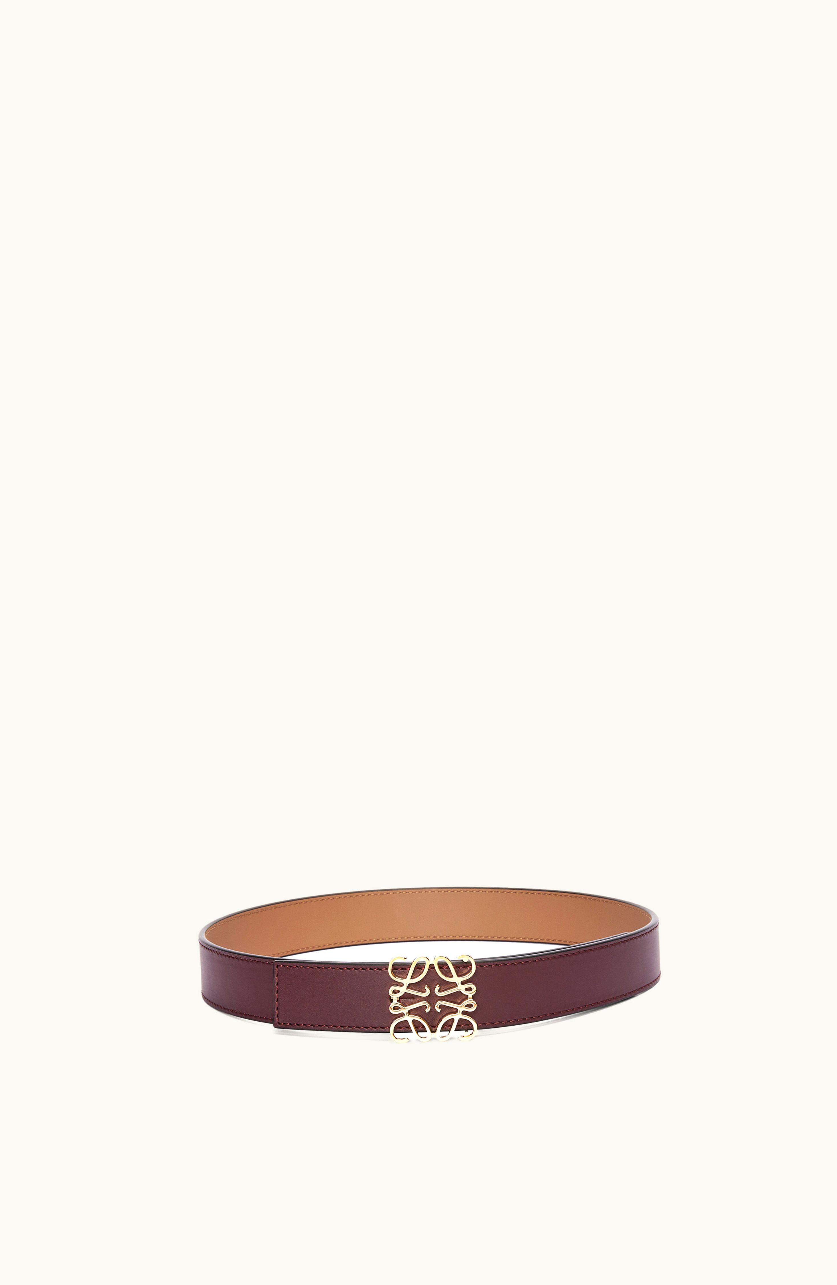 Loewe Loewe Reversible Anagram Belt In Smooth Calfskin Burgundy / Gold