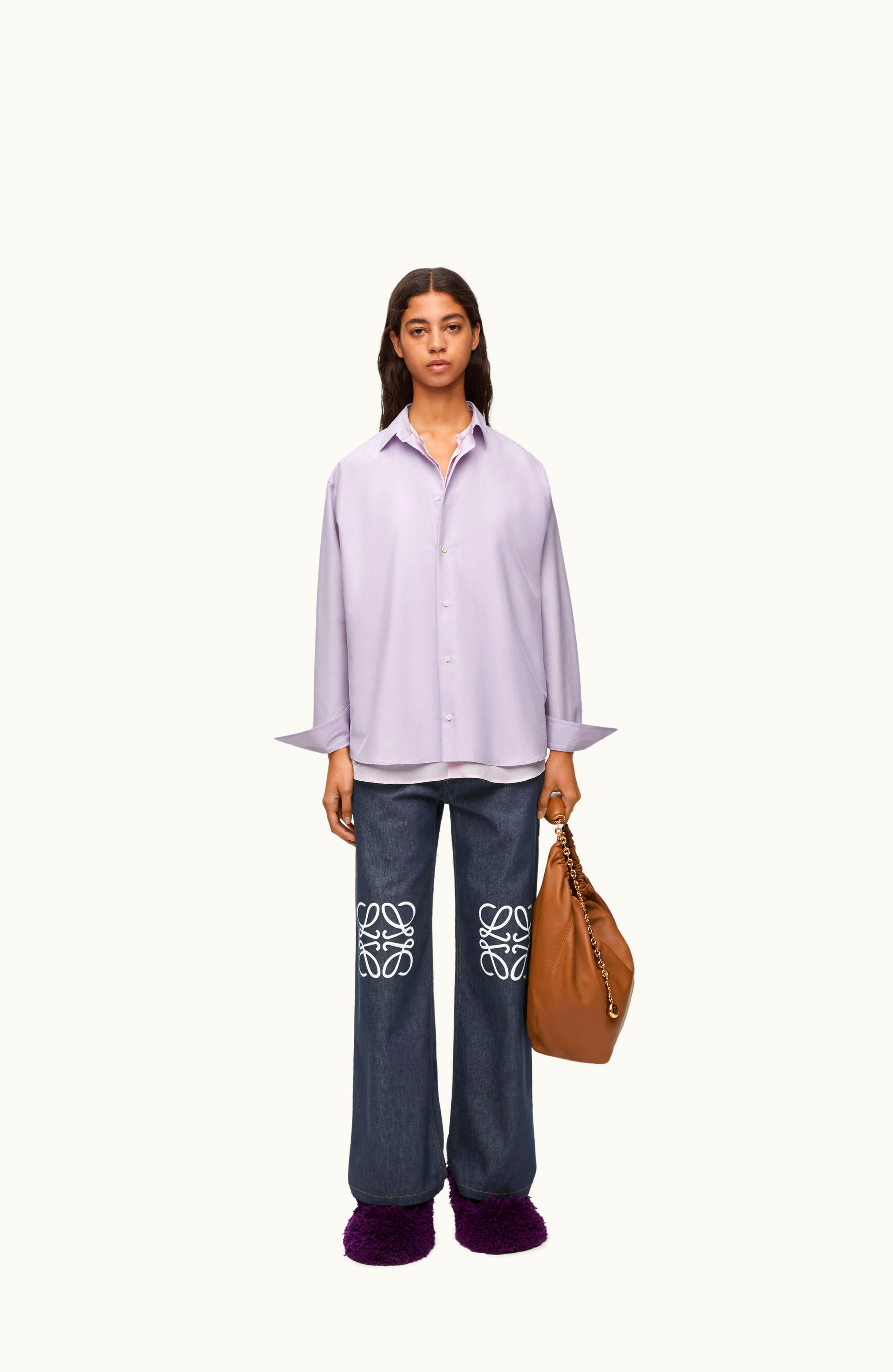 Loewe Loewe Double Layer Shirt In Cotton And Silk Baby Lilac / Pink