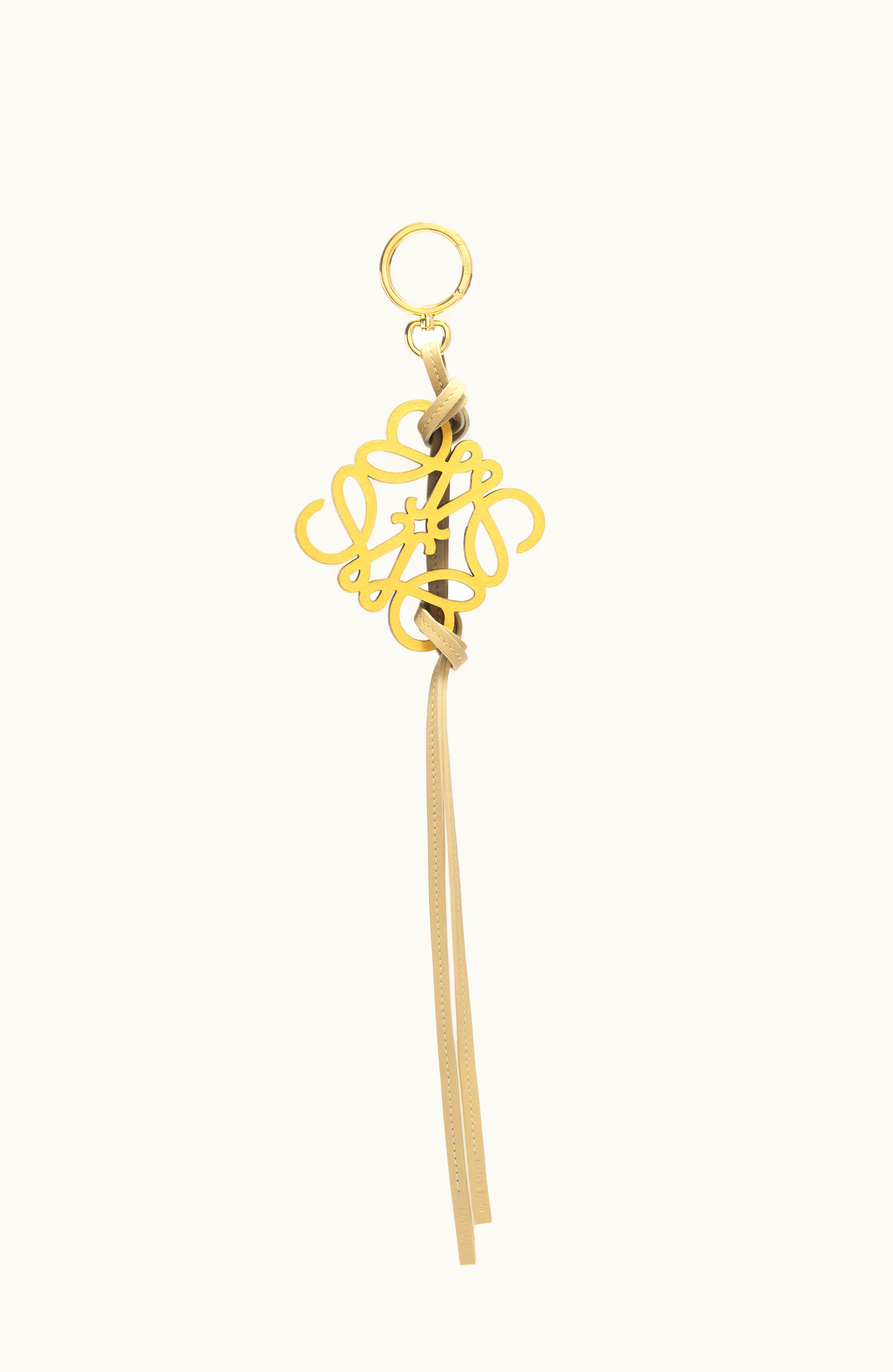 Loewe Loewe Anagram Charm In Classic Calfskin And Brass Dark Yellow