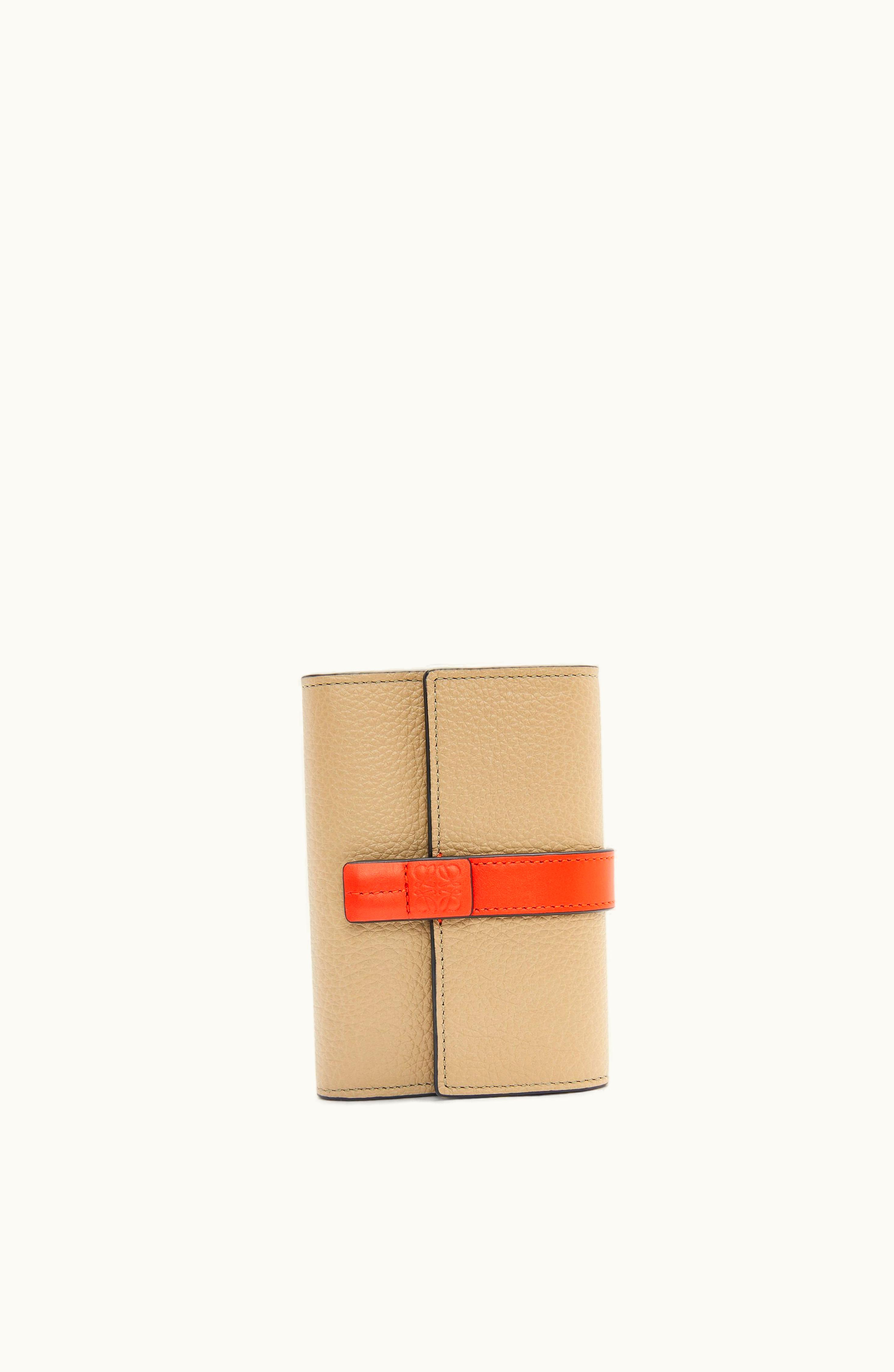 Loewe Loewe Small Vertical Wallet In Soft Grained Calfskin Clay Green / Vivid Orange