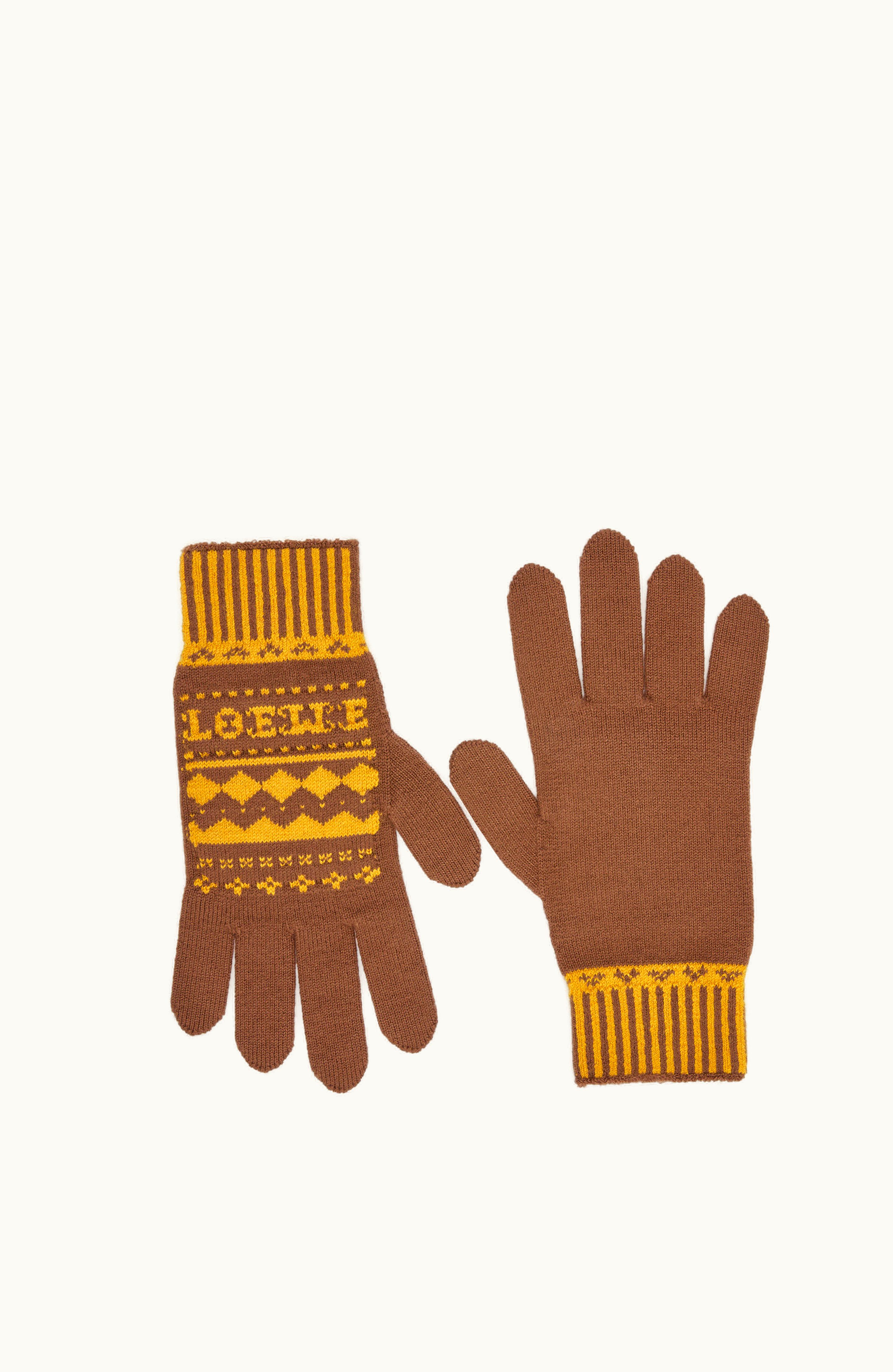 Loewe Loewe Gloves In Wool Brown / Multicolor
