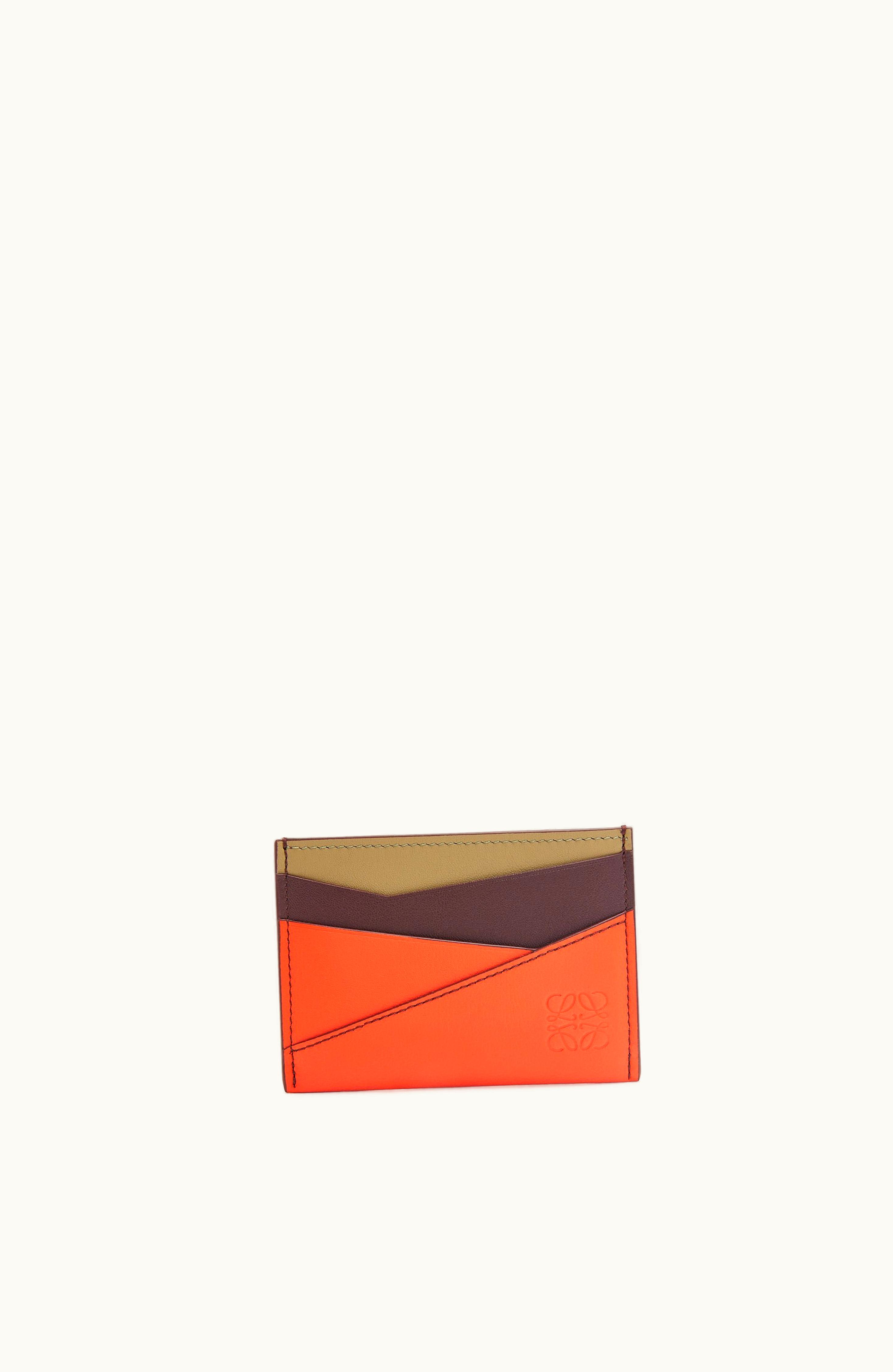 Loewe Loewe Puzzle Plain Cardholder In Classic Calfskin Dark Burgundy / Vivid Orange / Cla