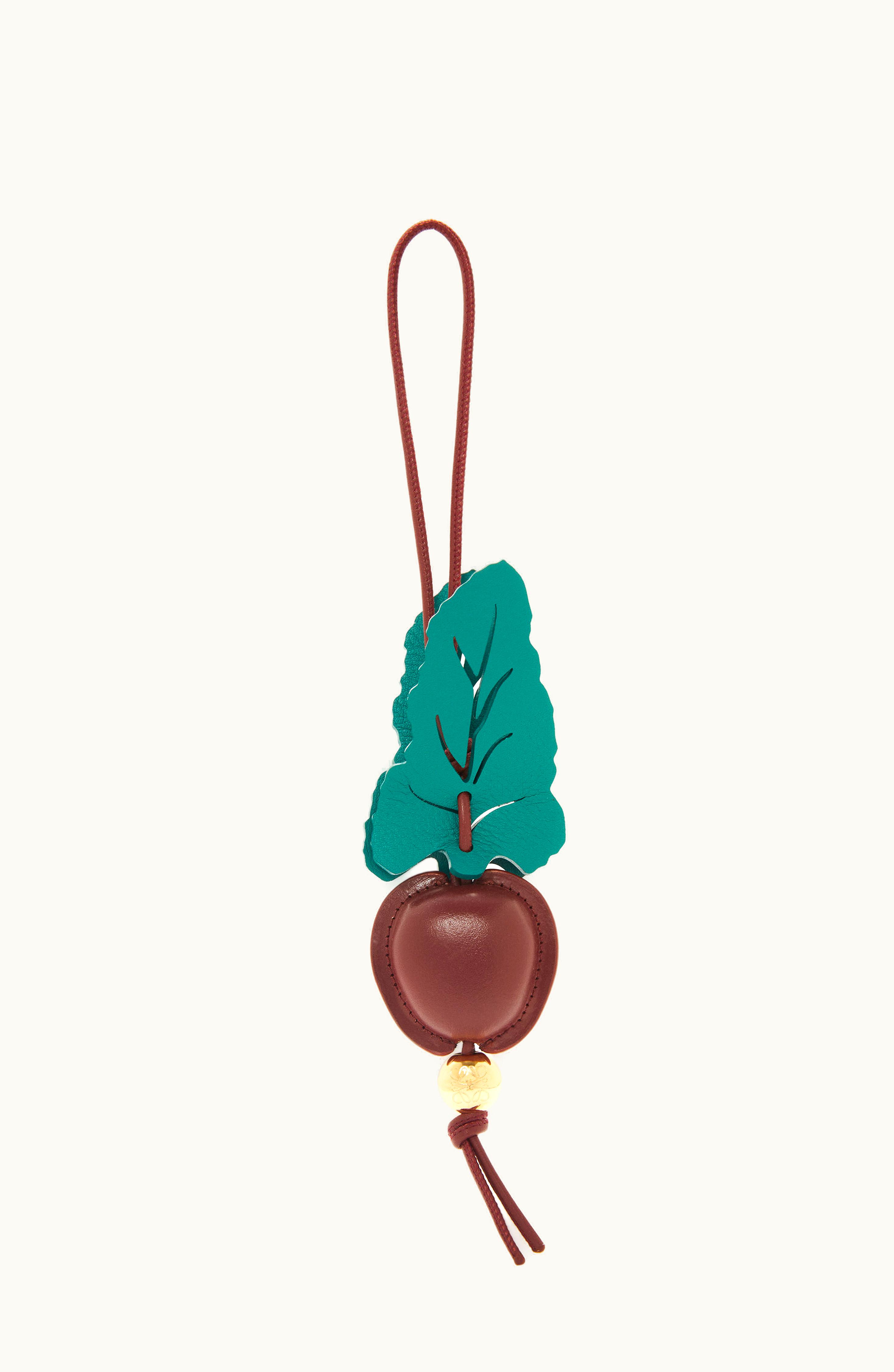 Loewe Loewe Beetroot Charm In Classic Calfskin Dark Brick / Emerald Green